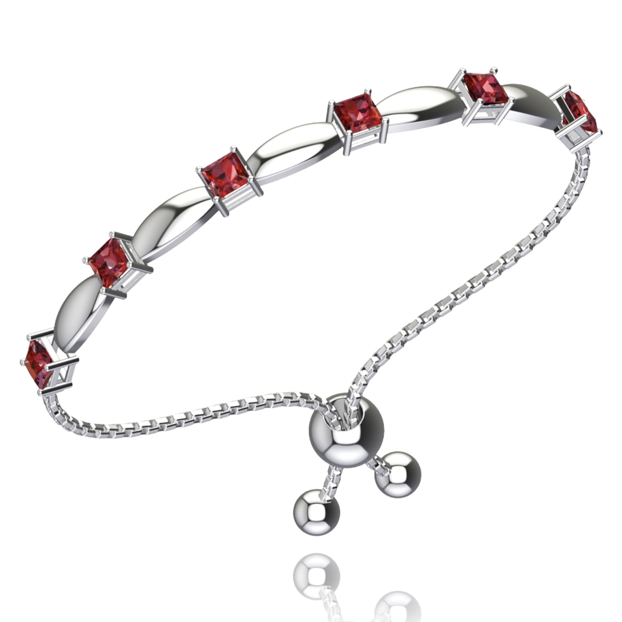 925 Sterling Silver Tennis Bracelet with Birthstone - Adjustable Pull String Bolo Bracelet for Women, Sparkling Square Gemstone Jewelry Gift for Her - Perfect for Birthdays, Anniversaries & Special Occasions