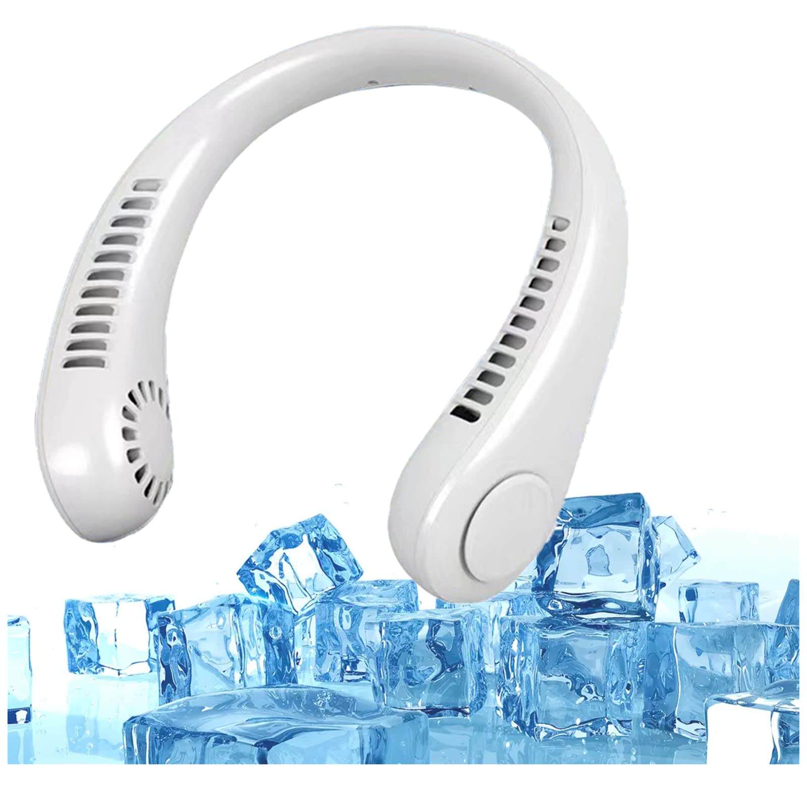Portable Neck Fan - Hands-Free Bladeless Personal Cooling Fan, USB Rechargeable Wearable Fan with 3 Speed Settings, 360° Airflow & Ultra Quiet Operation for Office, Gym, Travel, Hiking, and Outdoor Activities (White)