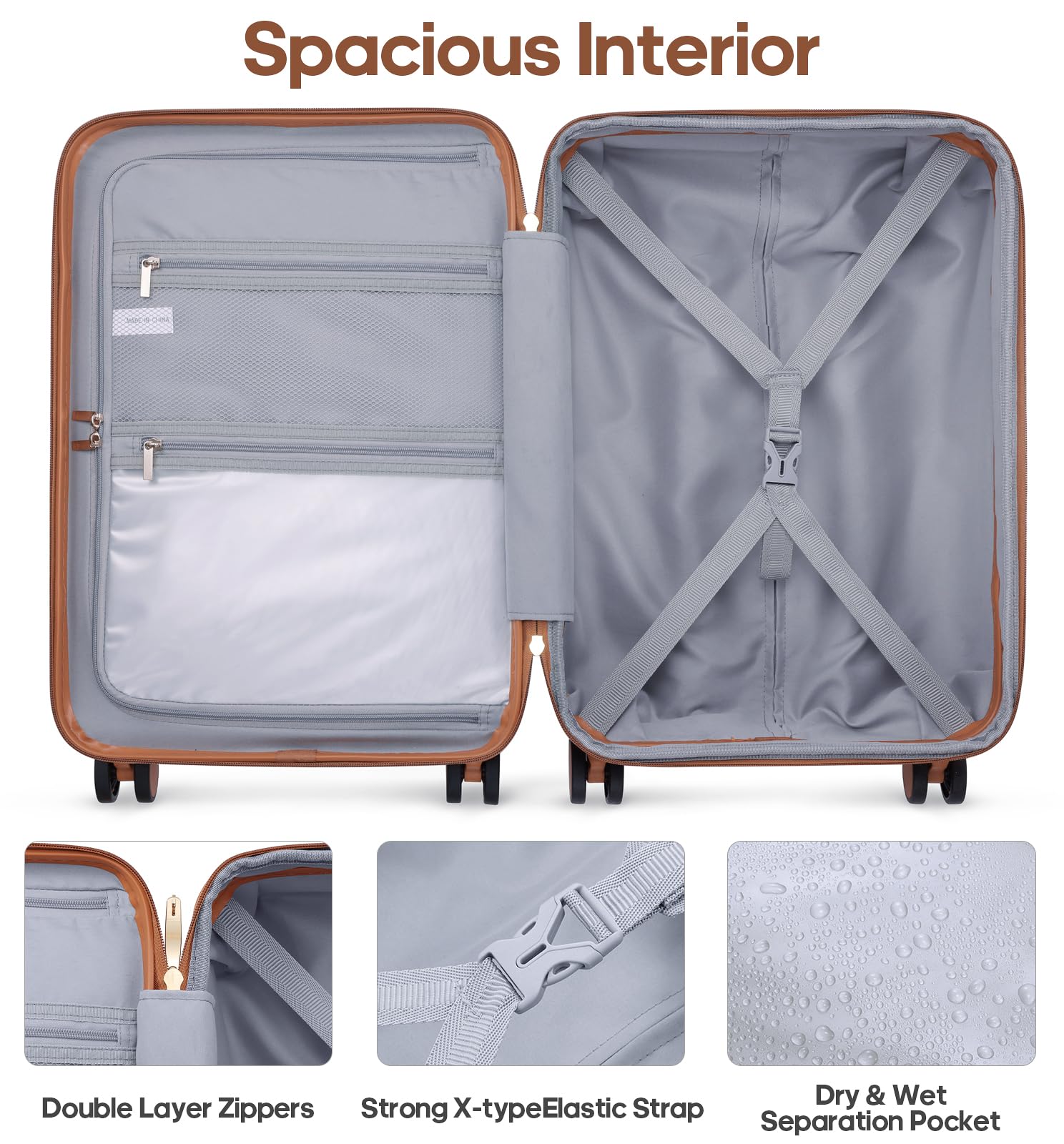 3-Piece Expandable Hardshell Luggage Set with Spinner Wheels & TSA Lock - 20in Carry-On Suitcase + Travel Backpack for Women | Perfect for Business Trips, Vacations & Air Travel