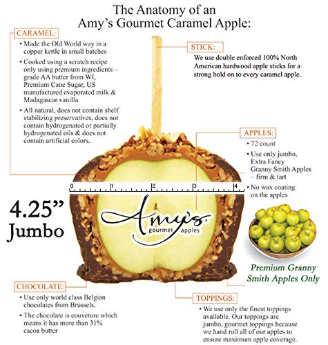 Double Dunked Caramel Apples with Belgian Chocolate - Gourmet Candy Treats for Halloween, Christmas Gifts & Party Desserts