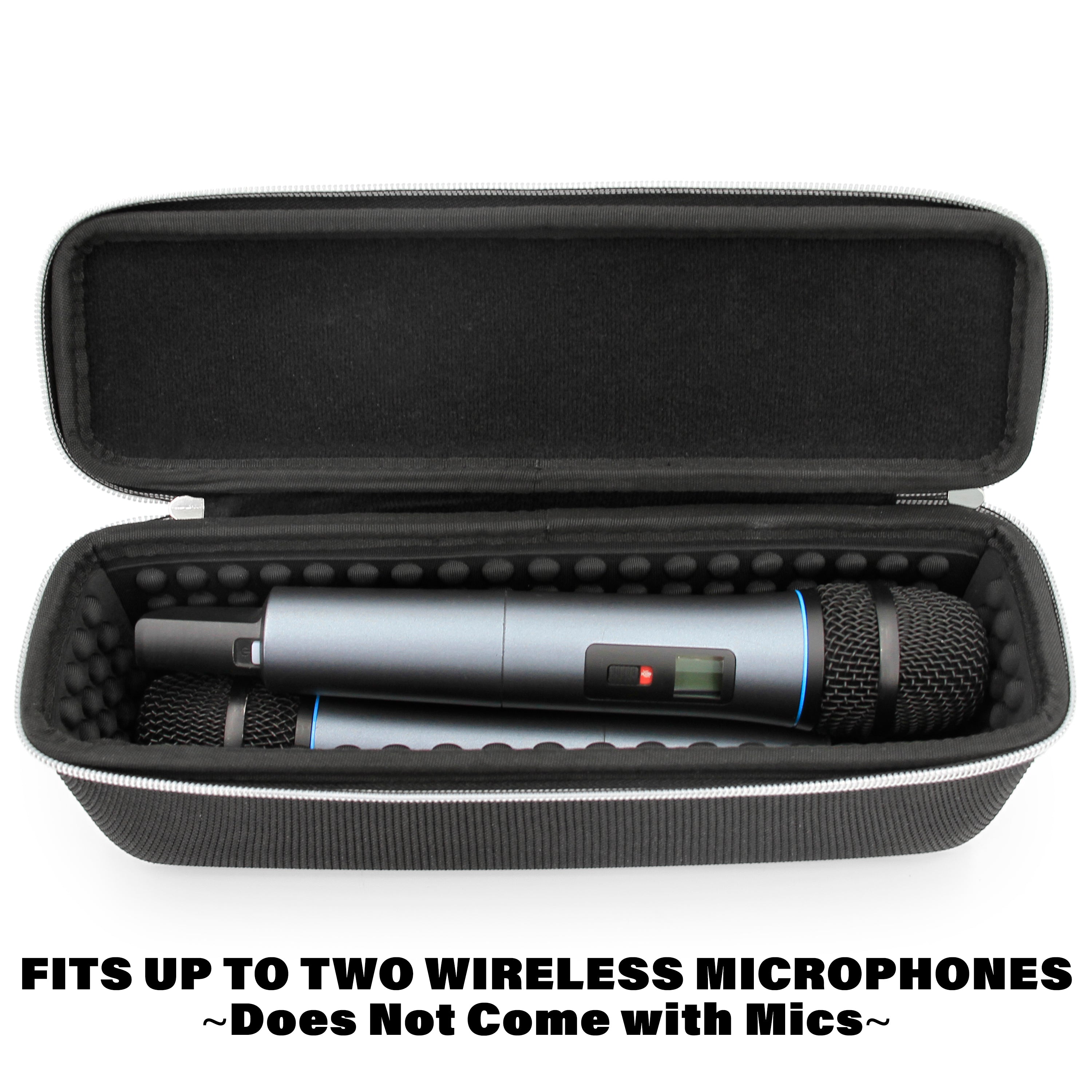 CASEMATIX Wireless Microphone Case - Compatible with 11 Wireless Mic Systems, Holds 2 Handheld Microphones, Durable Black Storage Case - Perfect for Live Performances, Studio Recording & Travel Protection