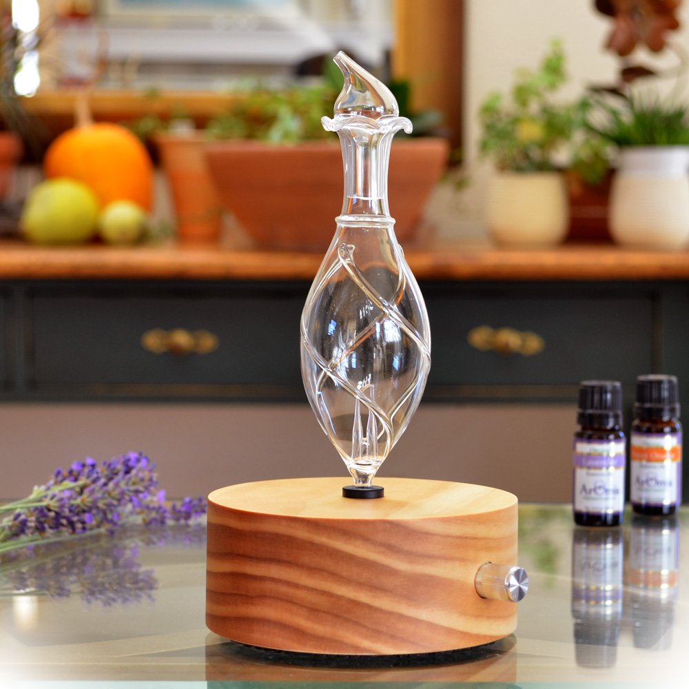 Premium Wood & Glass Essential Oil Diffuser | Solum Lux Vitis Aromatherapy Nebulizer | Ultrasonic Diffuser for Home, Office, Yoga & Spa Relaxation