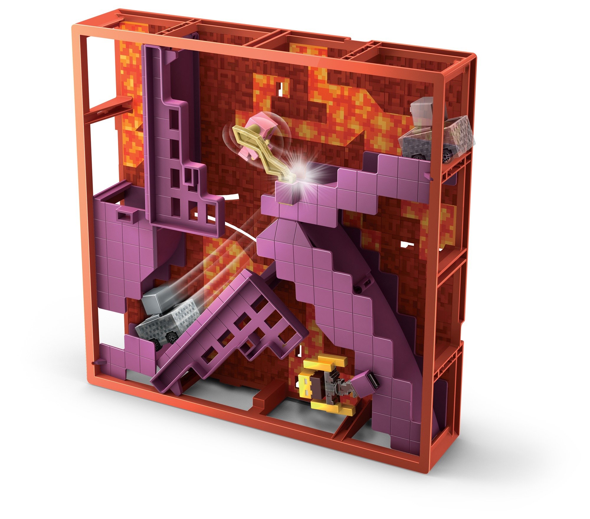 Hot Wheels Minecraft Track Blocks Nether Fortress Playset - Build & Race Toy for Kids, Collectible Die-Cast Cars with Minecraft Theme - Perfect for Creative Play, Birthday Gifts & Collector Displays