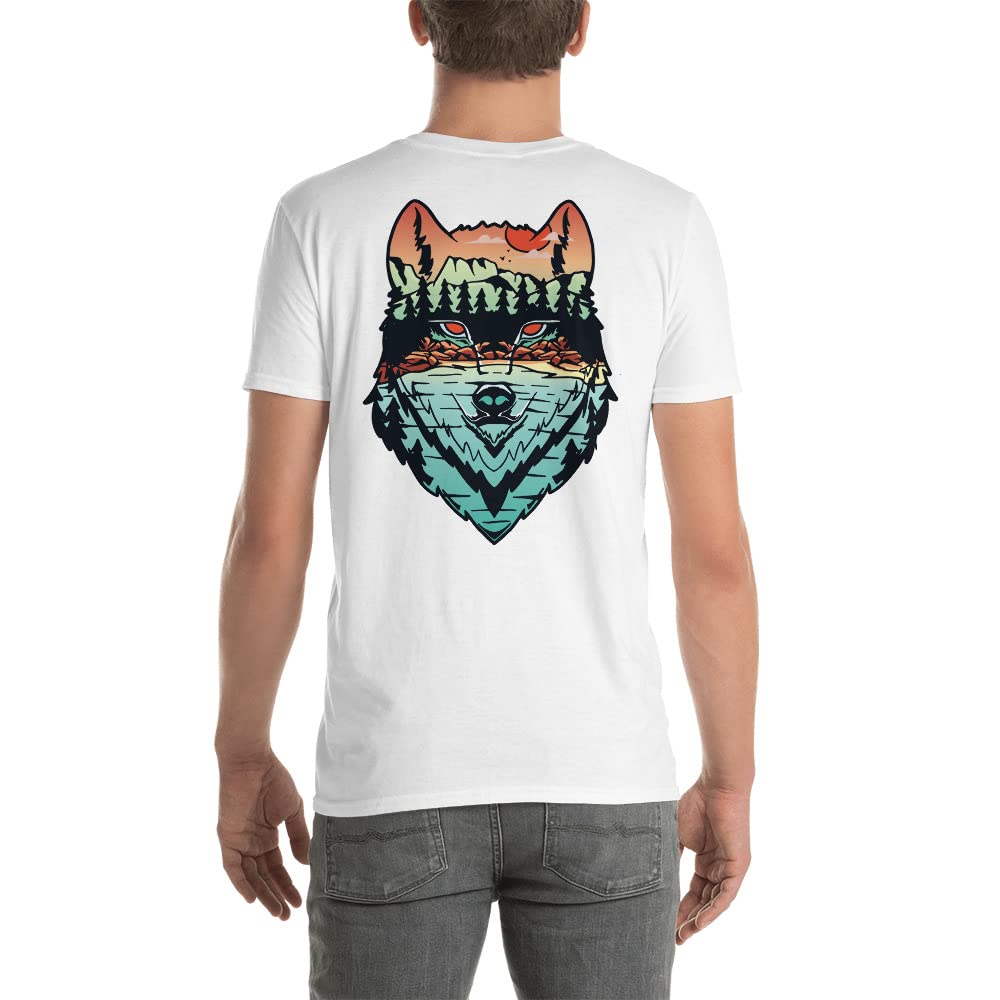 Wolf T-Shirt for Men & Women | Forest & Nature Themed Graphic Tee | Colorful Wolf Print Cotton Shirt - Perfect for Outdoor Adventures, Camping & Casual Wear