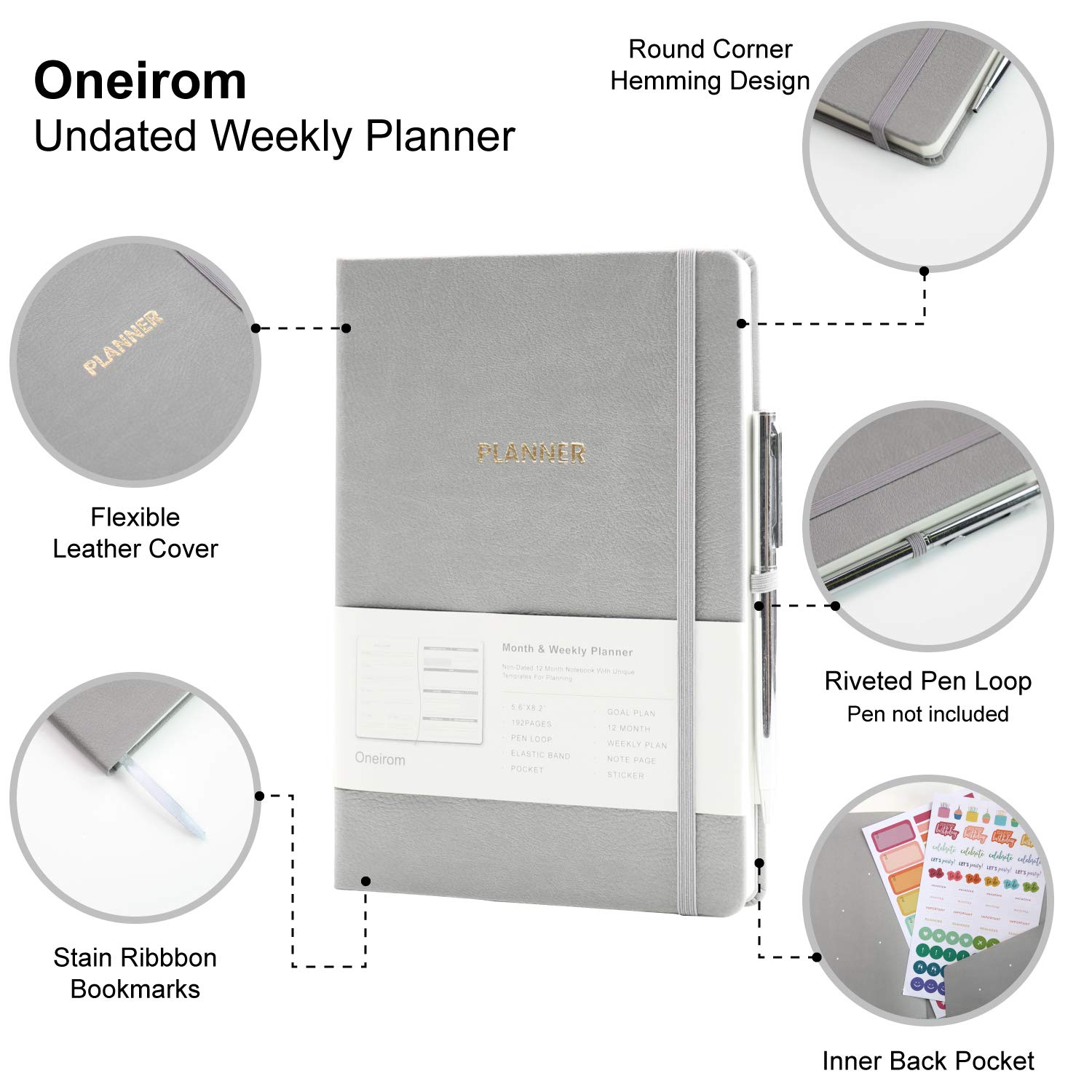 2024-2025 Undated Academic Planner - Weekly & Monthly Hardcover Organizer (5.6