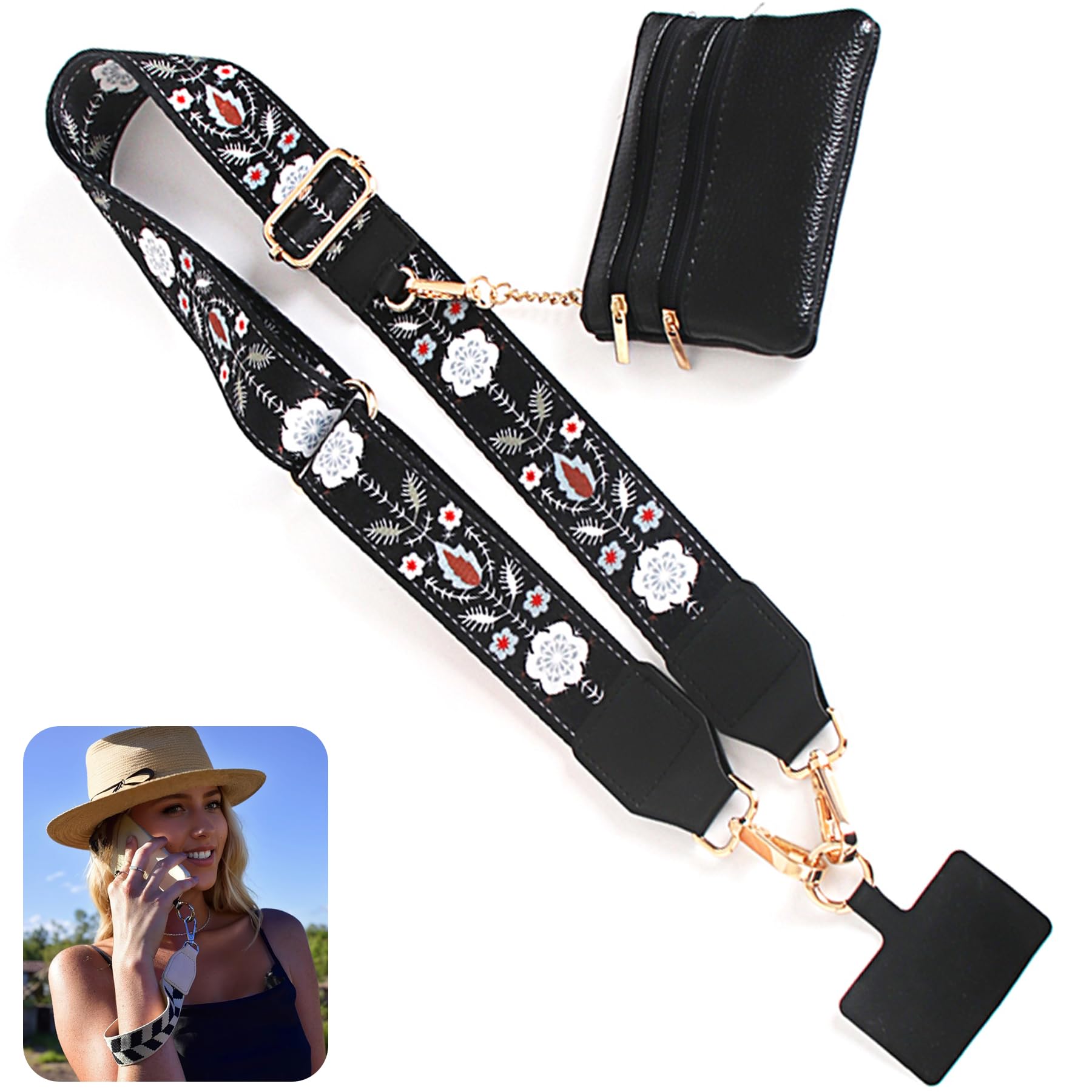 2025 New Phone Strap with Zippered Pouch & Clip - Hands-Free Crossbody Wallet Strap for iPhone/Samsung | Secure Phone Holder for Travel, Shopping & Outdoor Activities