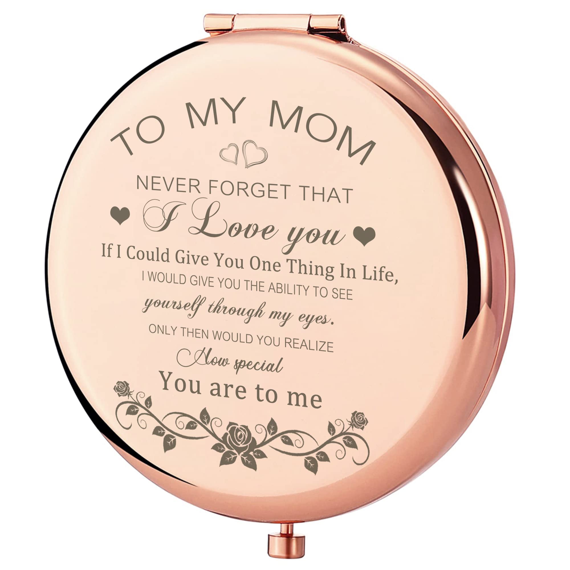GAOLZIUY Rose Gold Compact Mirror for Women - Elegant Gift for Mom, Birthday, Mother's Day, Wedding Anniversary - Perfect for Makeup, Travel & Purse