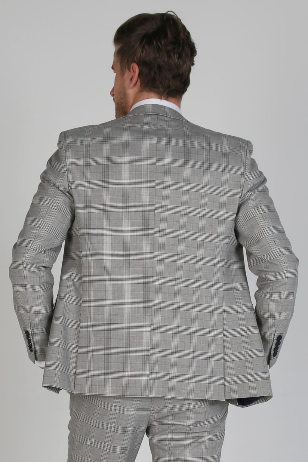 Hugo Grey Check Three Piece Suit for Men | Premium Wool Business Suit | Formal Wedding & Office Attire | Perfect for Business Meetings, Interviews & Special Occasions