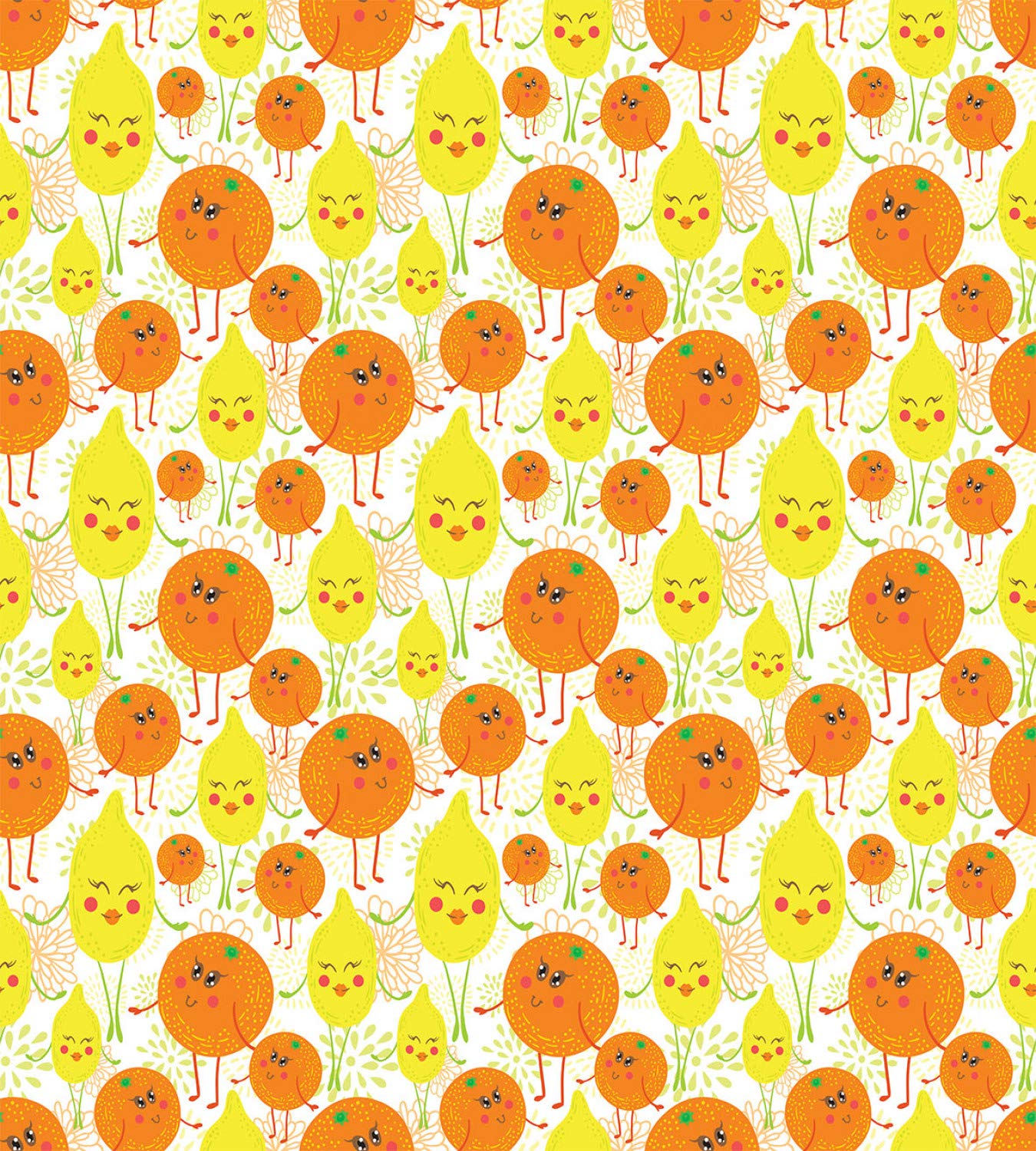 Ambesonne Tangerine Duvet Cover Set - Cheerful Lemon & Orange Floral Pattern 3-Piece Bedding (King Size) | Yellow, Orange & Lime Green | Perfect for Kids' Rooms, Nursery Decor & Vibrant Bedroom Makeovers