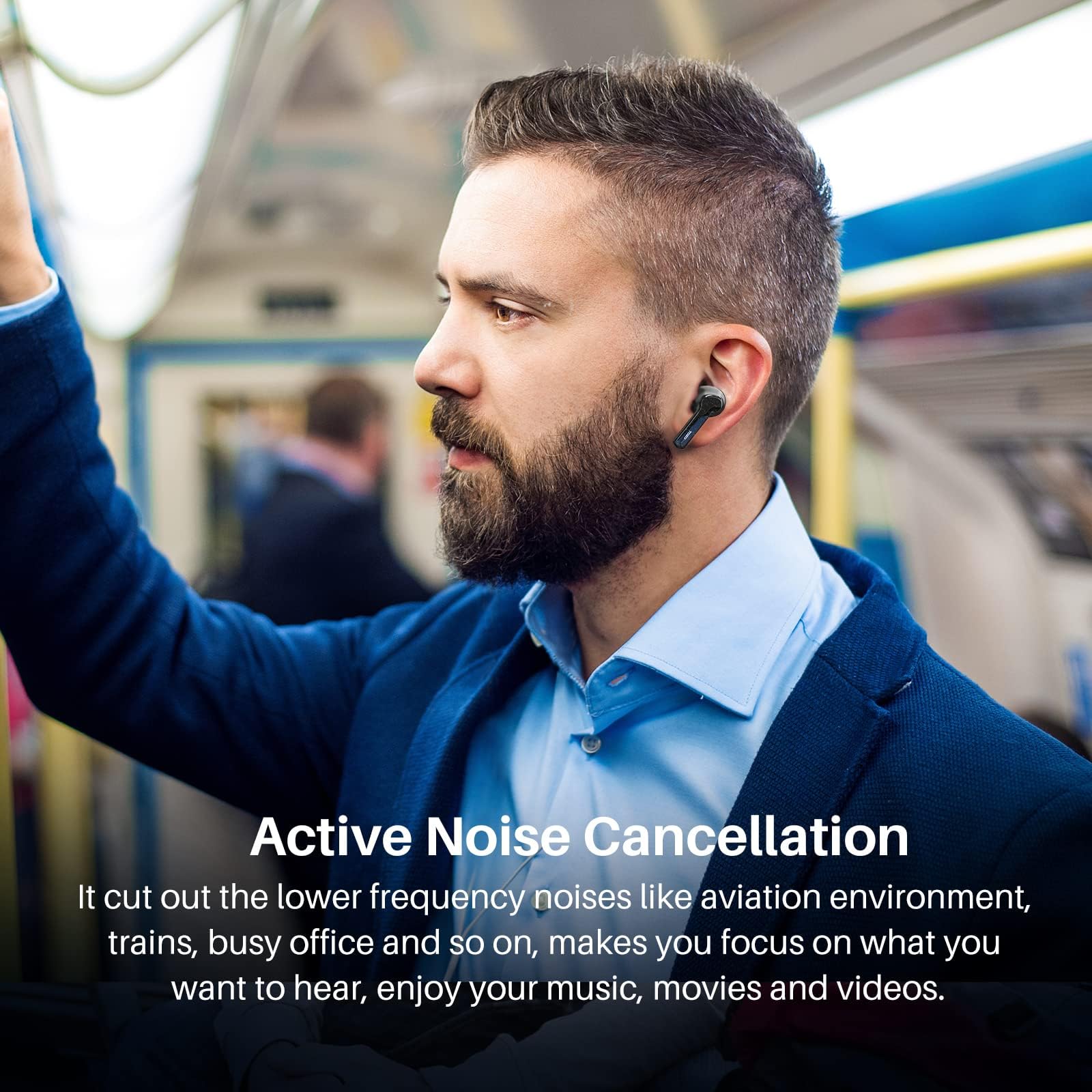 TOZO NC2 Hybrid Active Noise Cancelling Wireless Earbuds - Bluetooth 5.3 IPX6 Waterproof Headphones with Deep Bass & In-Ear Detection | Perfect for Gym, Running, Travel & Work (Matte Black)