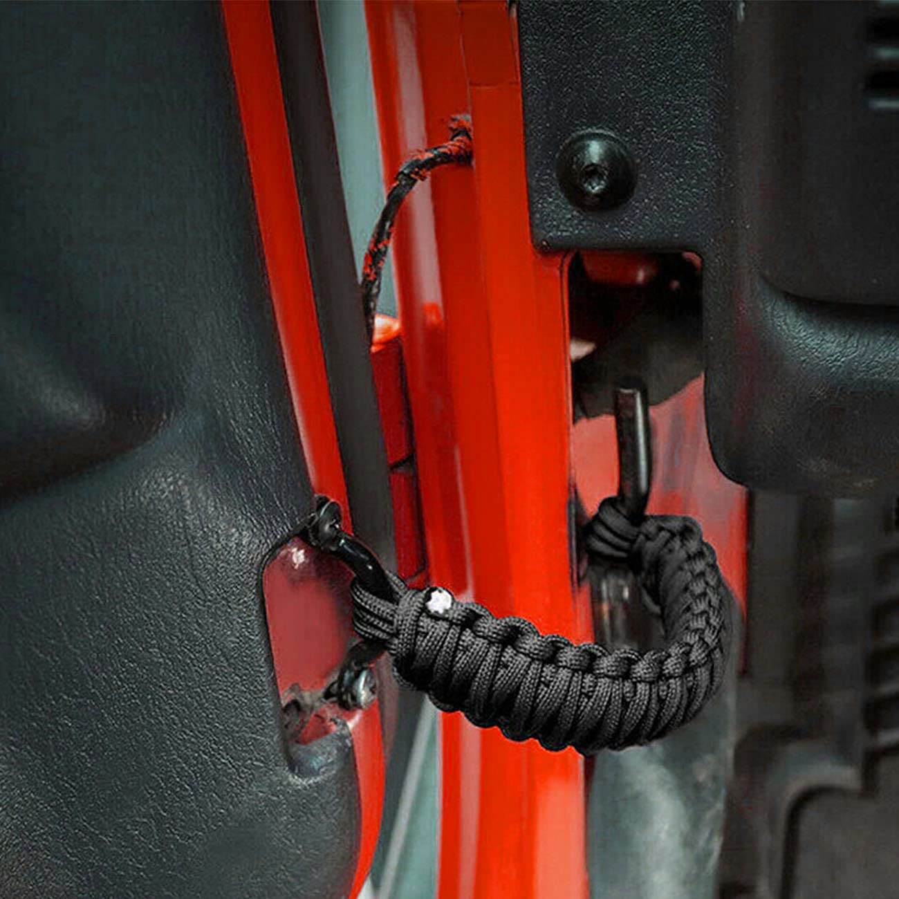 Heavy Duty Paracord Door Strap for Jeep Wrangler CJ YJ TJ JK JKU JL - 2PCS Black Hand Woven Limit Straps - Perfect for Off-Roading, Camping & Jeep Accessories