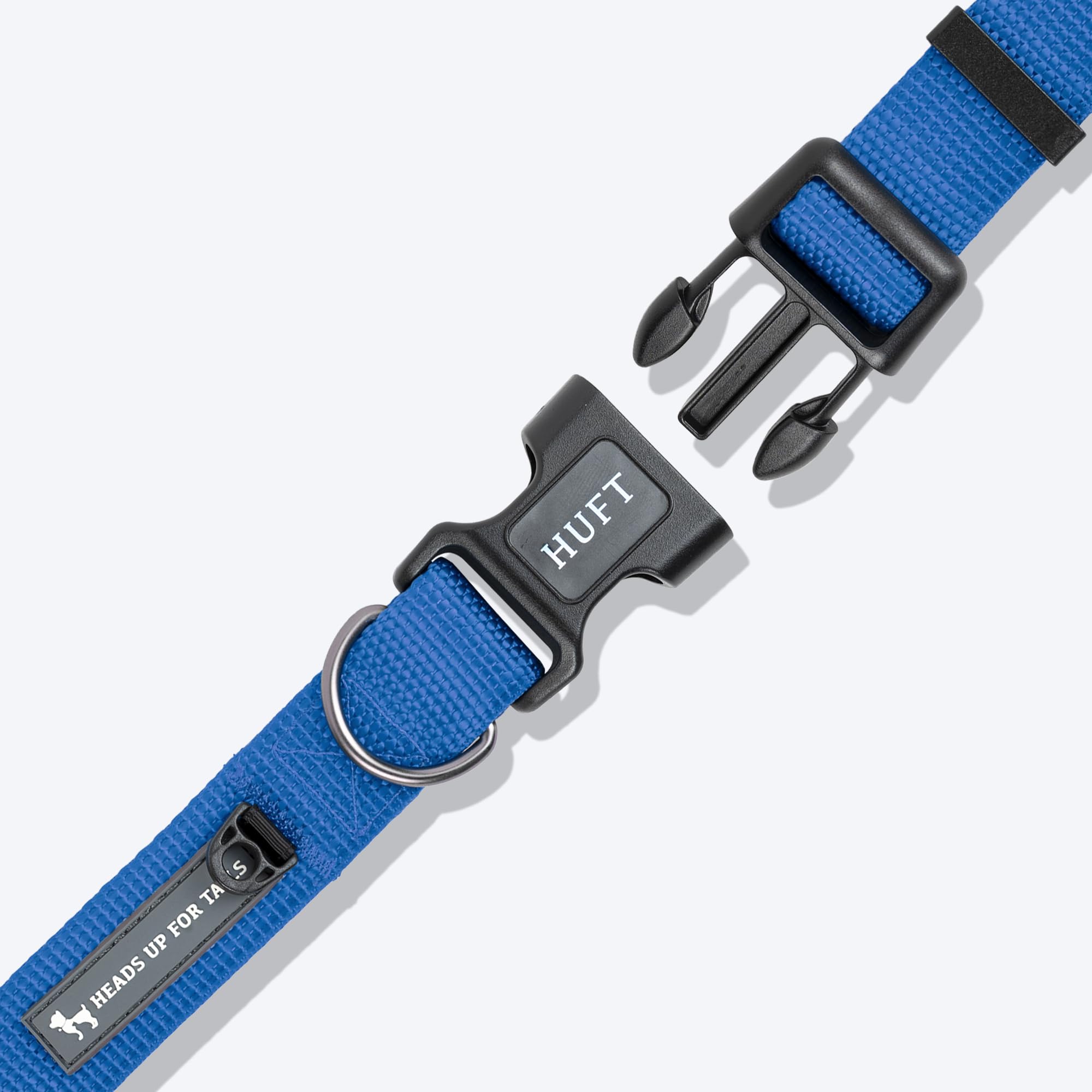 Heads Up For Tails Huft Basics Dog Collar - Cobalt Blue - Medium Size (45.7cm, 2.5cm Width) | Durable Lightweight Nylon Collar for Puppies, Small & Medium Dogs | Adjustable Leash-Compatible Pet Collar for Daily Walks, Training & Outdoor Adventures