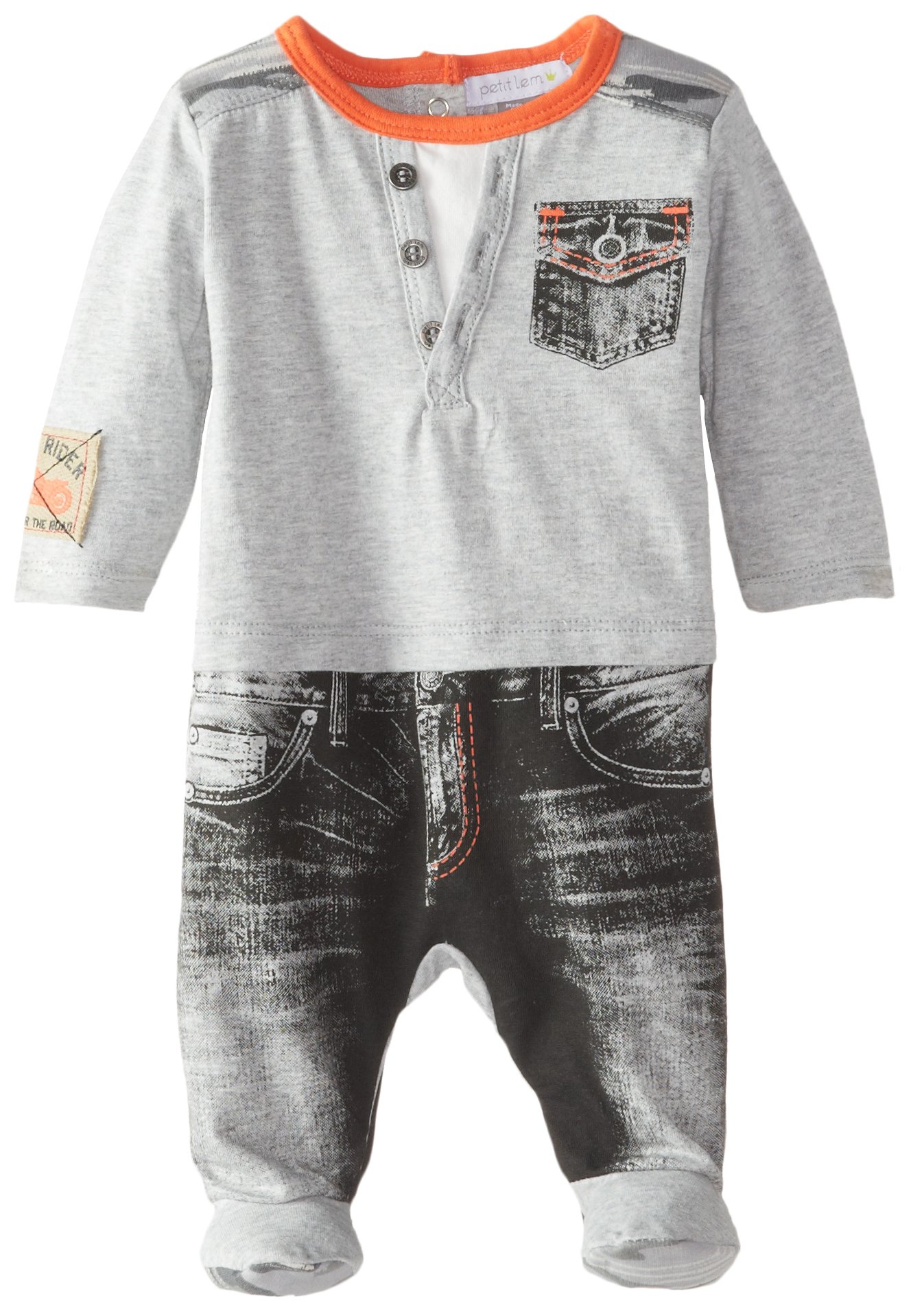Petit Lem Baby Boys' Denim Biker Sleeper for Newborns - Cozy Outfit for Playtime