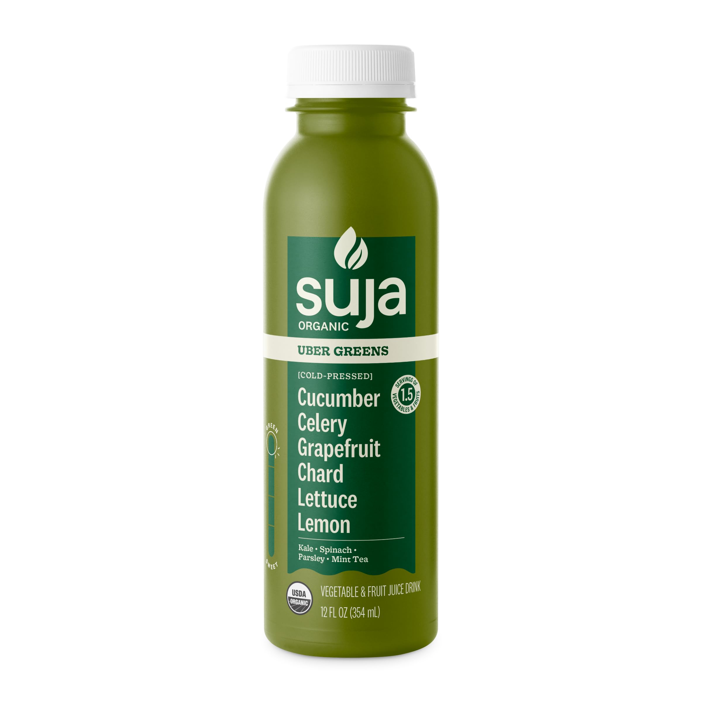 Organic Uber Greens Juice by Suja - Cold Pressed, 12 Fl Oz Bottle (Pack of 1) - Detox & Energy Boost for Active Lifestyles - Perfect for Post-Workout Recovery & Morning Wellness Routine