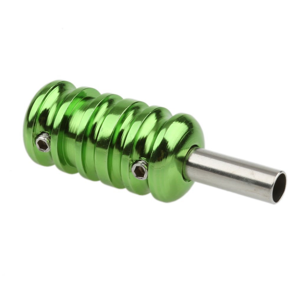 Orionz Tattooz Aluminum Alloy Tattoo Machine Grip Tube - Anti-Slip Gun Handle Stem for Professional Tattoo Artists (Green) | Perfect for Fine Line, Shading & Color Packing Work