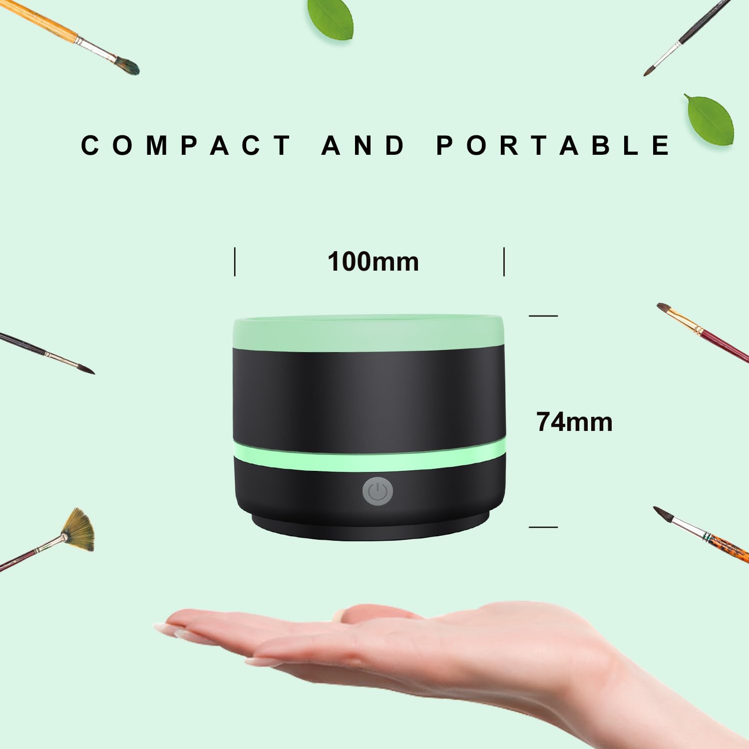 YAGHVEO® Electric Paint Brush Cleaner Rinse Cup - Professional Brush Cleaning Washer for Acrylic, Watercolor, Oil & Gouache Painting | Fast & Efficient Brush Rinser | Perfect for Artists, Hobbyists & Students (Green) - Ideal for Studio, Classroom & Home Art Projects