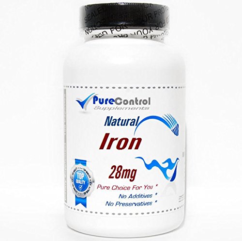 PureControl Supplements Natural Iron 28mg - 100 Capsules of High Potency Iron Supplement for Energy & Vitality | Supports Healthy Blood & Oxygen Circulation | Ideal for Athletes, Vegans & Iron Deficiency