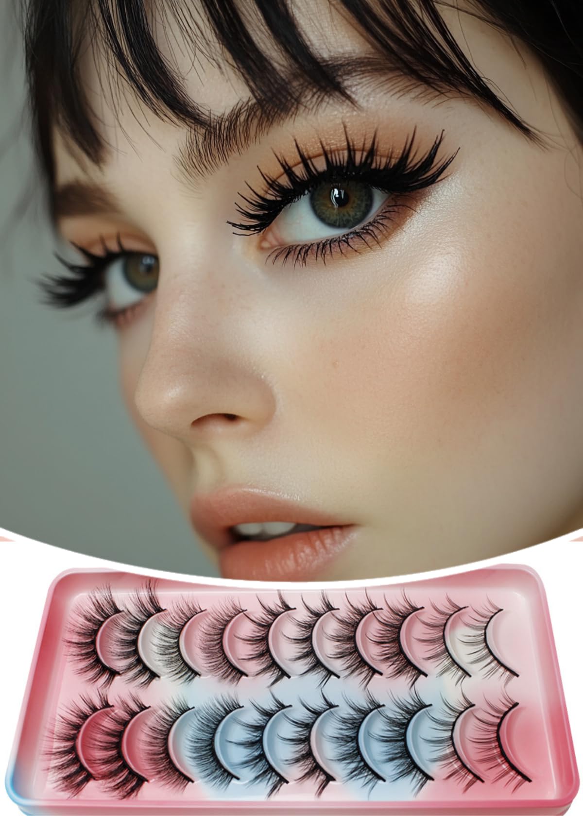Natural Wispy Mink False Eyelashes - Fluffy 3D Volume Lashes That Look Like Extensions (10 Pairs) - Perfect for Daily Wear, Special Occasions & Bridal Makeup