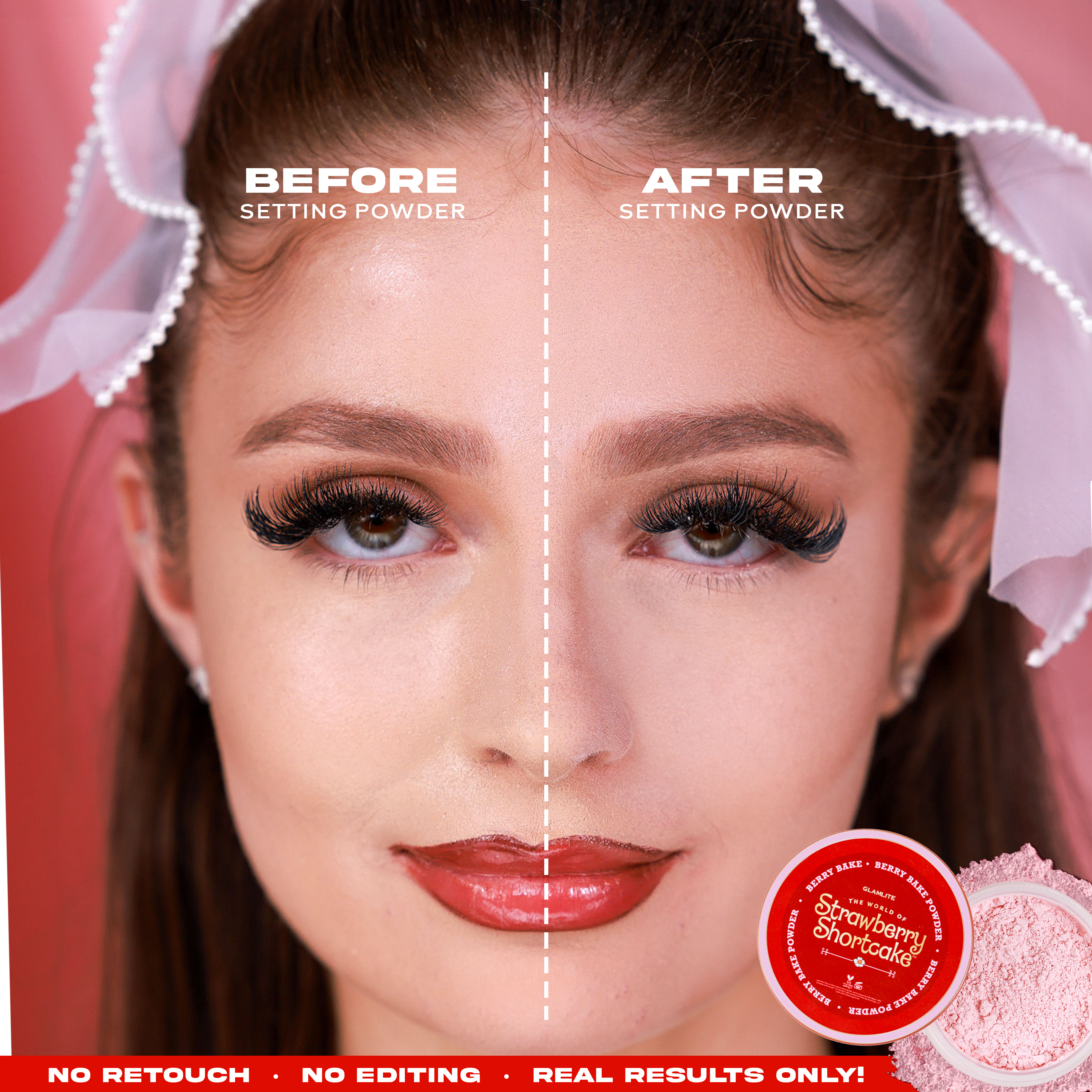 Strawberry Shortcake Bake & Set Powder - Long-Lasting Makeup Setting Powder for Oily Skin, Perfect for Baking & Finishing - Ideal for Daily Use, Special Occasions, and Professional Makeup Artists