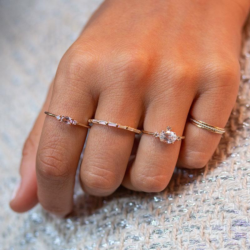 Eternity Baguette Diamond Band Ring for Women - 14K White Gold Wedding Anniversary Stackable Ring - Perfect for Bridal Jewelry, Engagement Gift & Special Occasions