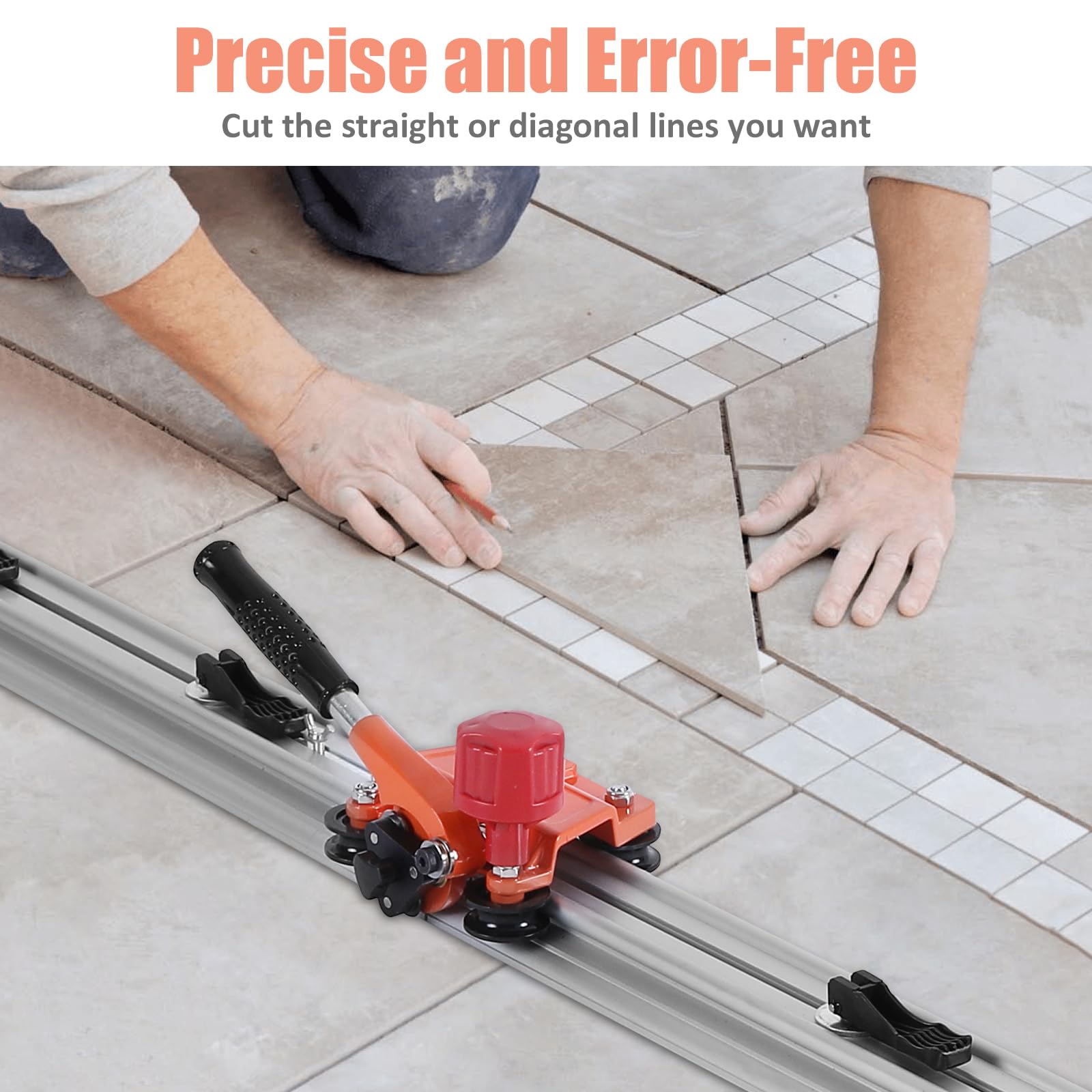 Flytohom 102-Inch Large Format Tile Cutter with Carrying Case - Manual Porcelain & Ceramic Tile Cutter for 0.12