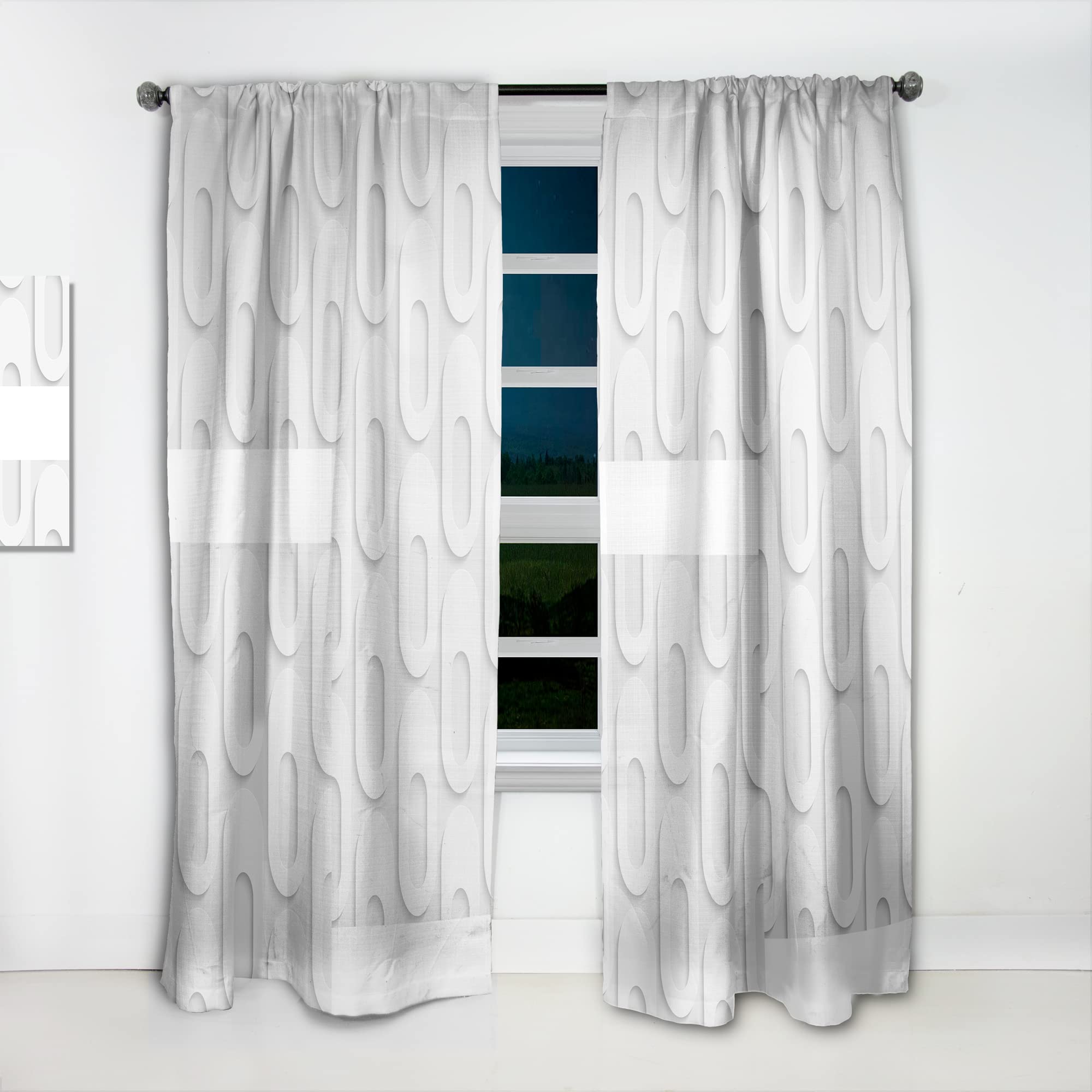 DesignQ Thermal Insulated Curtains - Curved Shape Pattern Single Panel (52x108) for Bedroom & Living Room | Blackout Drapes for Privacy & Energy Efficiency
