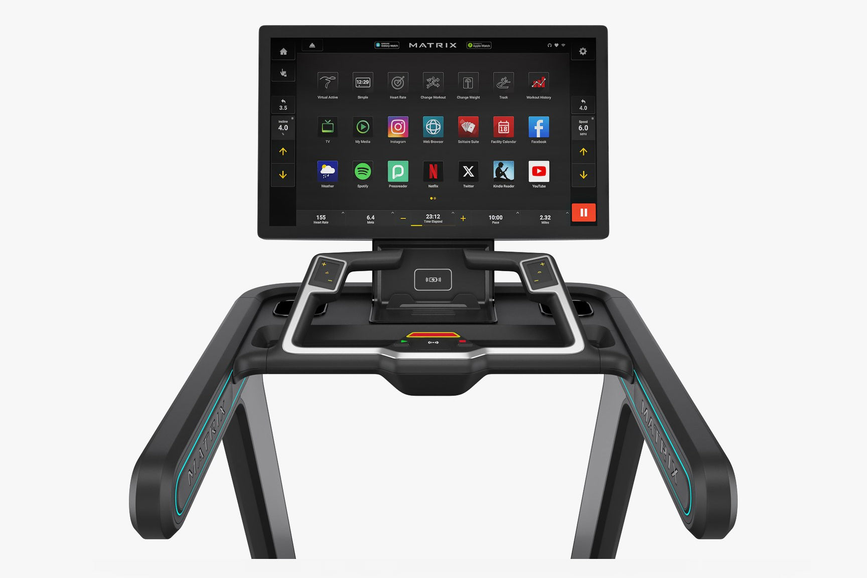 Matrix Onyx Treadmill - Foldable Electric Running Machine with LCD Display & Bluetooth Speakers for Home Gym, Cardio Workouts & Indoor Fitness Training