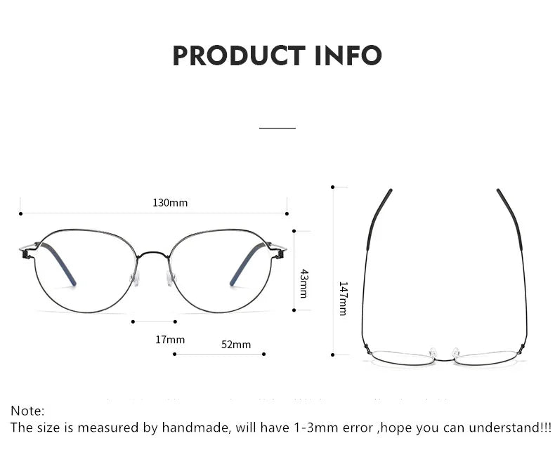 Unisex Titanium Eyeglasses 4352 - Lightweight Full Rim Oval Round Screwless Frame for Men & Women | Perfect for Reading, Computer Use, and Everyday Wear