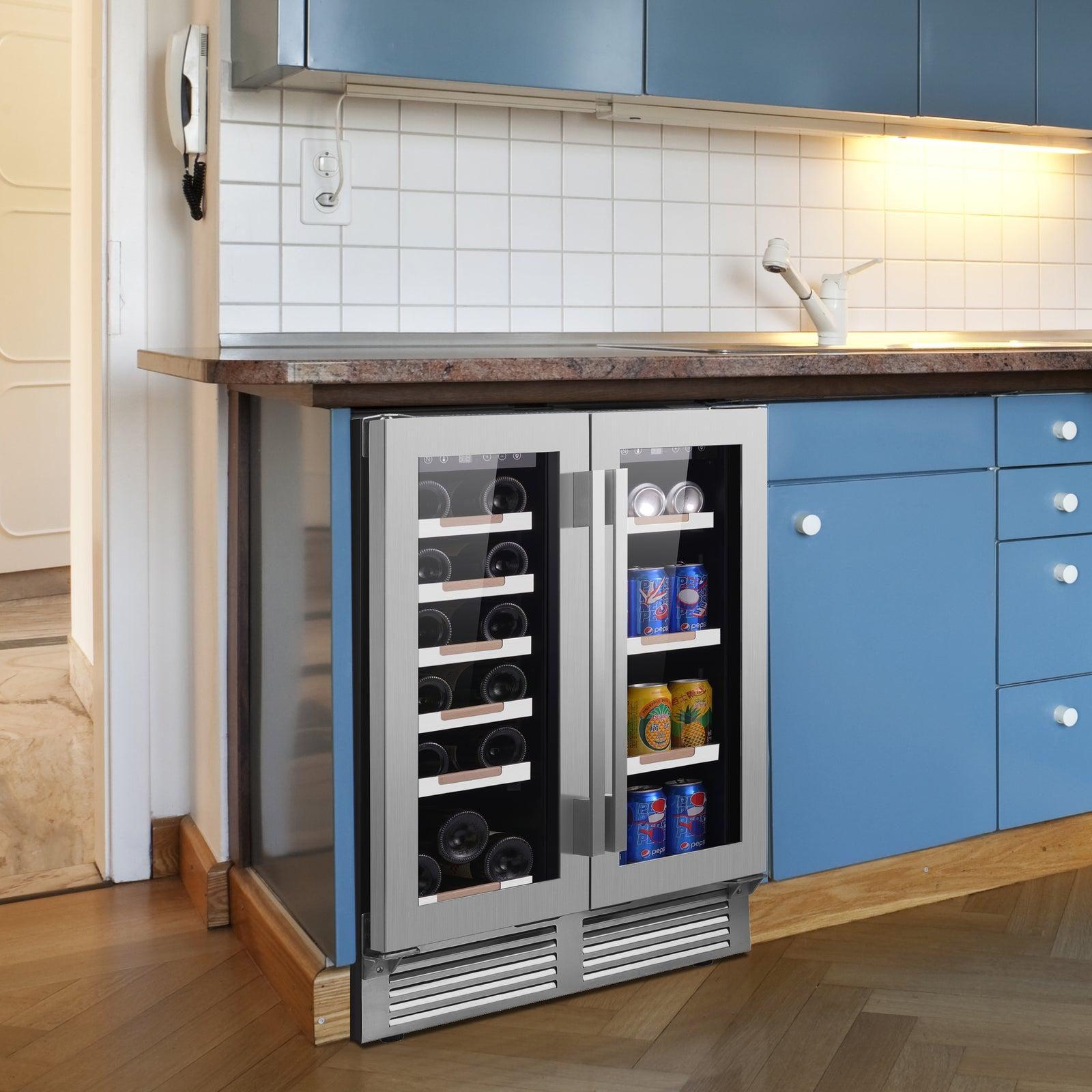 Avanti Elite WBE1956Z3S Stainless Steel Side by Side Wine and Beverage Cooler - Holds 19 Bottles & 56 Cans (12 oz) - Perfect for Home Bars, Restaurants, and Entertaining Guests
