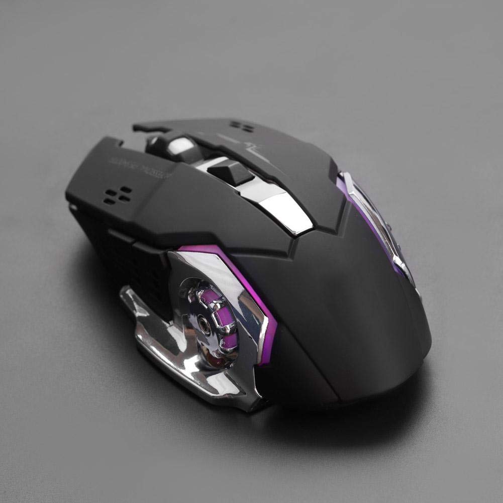 Wireless Gaming Mouse 2400 DPI - Silent USB 2.4GHz Optical Mouse with Mute Buttons for PC, Laptop, Mac - Ergonomic Design for Gaming, Office & Home Use (Black) - Perfect for Esports, Work & Travel