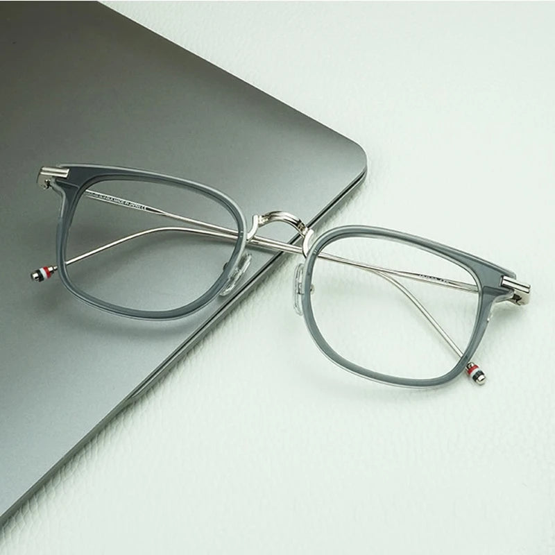 Black Unisex Square Full Rim Eyeglasses T905 - Lightweight Alloy & Acetate Frame for Men & Women - Perfect for Reading, Work, and Everyday Fashion