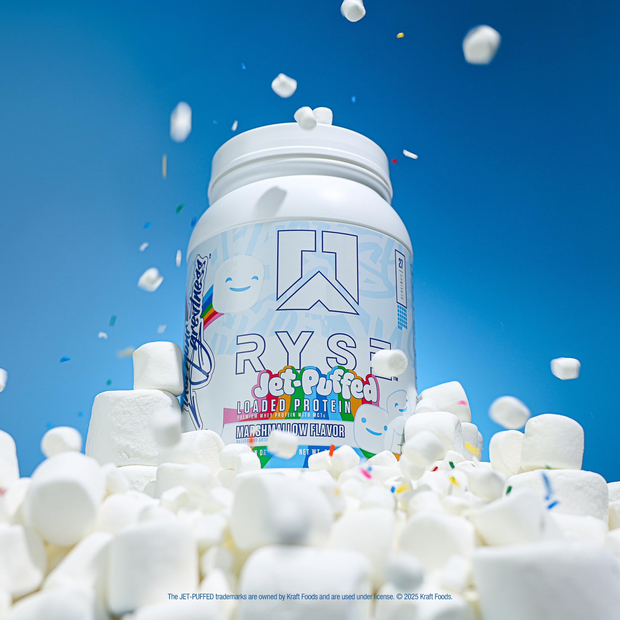 Ryse Loaded Protein Powder - 25g Whey Protein Isolate & Concentrate with Prebiotic Fiber & MCTs | Low Carb Low Sugar Protein Supplement | 27 Servings Marshmallow Flavor for Post Workout Recovery & Muscle Building