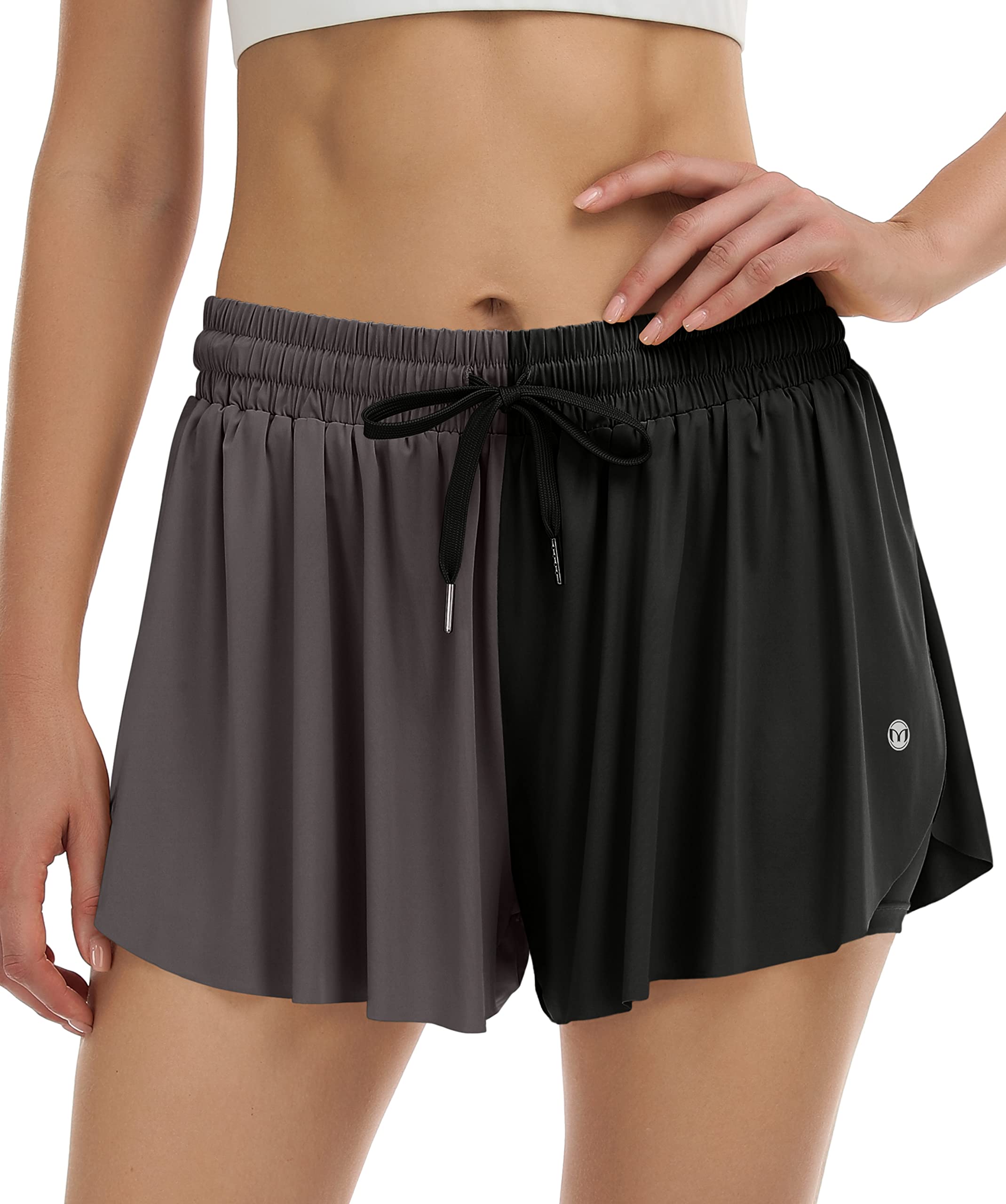 MIRITY 2-in-1 Women's Flowy Athletic Shorts for Running, Yoga & Workout - Breathable Biker Butterfly Shorts with Pockets - Perfect for Summer Outdoor Activities, Gym & Lounge Wear