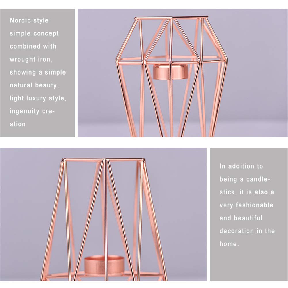 Luxury Golden Wrought Iron Candle Holder - Rose Gold European Style Candlestick for Romantic Table Decor, Wedding Centerpiece & Home Decoration (Small Size) - Perfect for Dining Tables, Bedroom Ambiance & Gift Giving