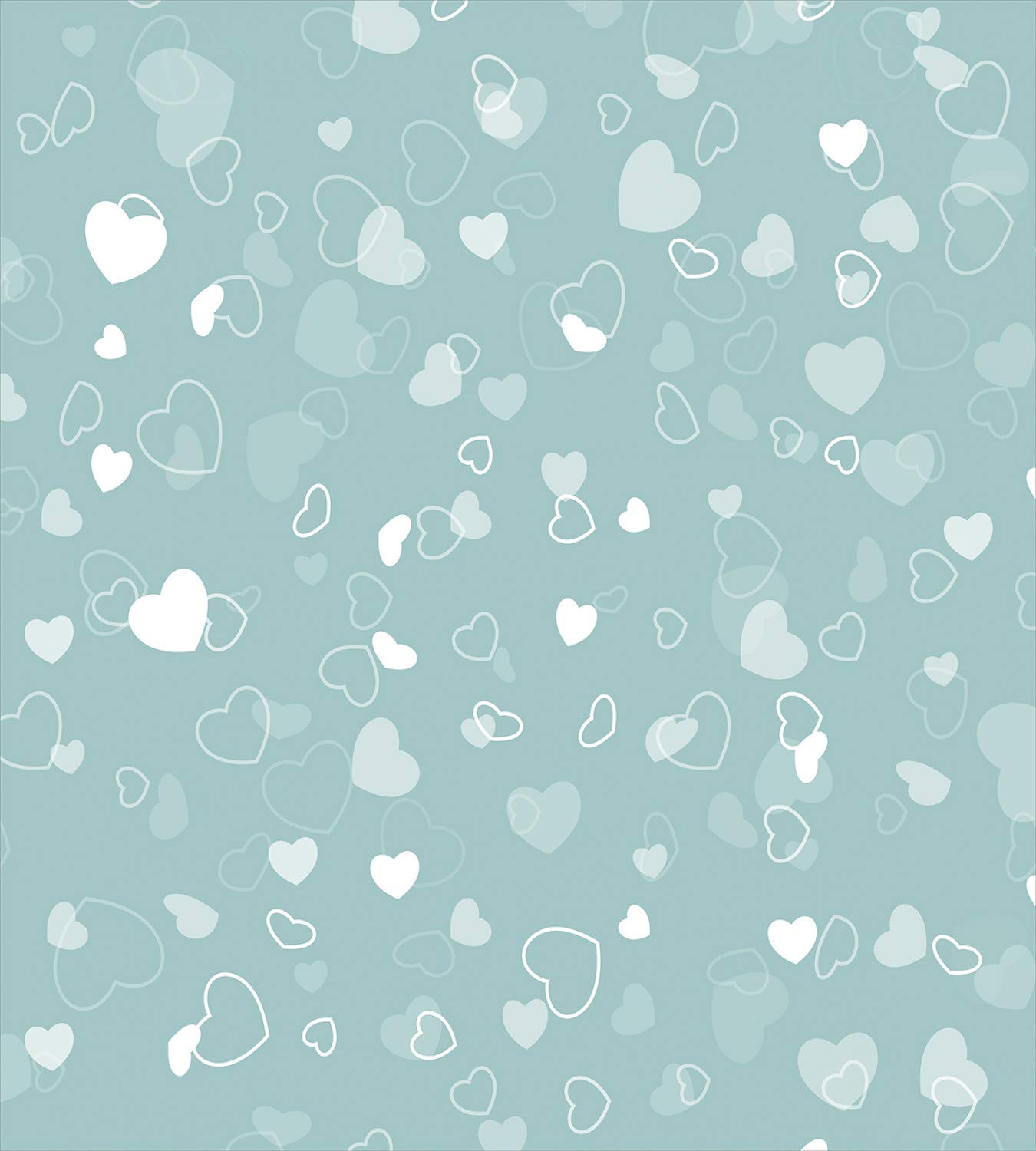 Ambesonne Seafoam Duvet Cover Set - Romantic Heart Motif Abstract Design 3-Piece Bedding with 2 Pillow Shams, California King Size, Pale Blue Seafoam - Perfect for Valentine's Day Gifts, Master Bedroom Decor & Coastal Theme Bedrooms