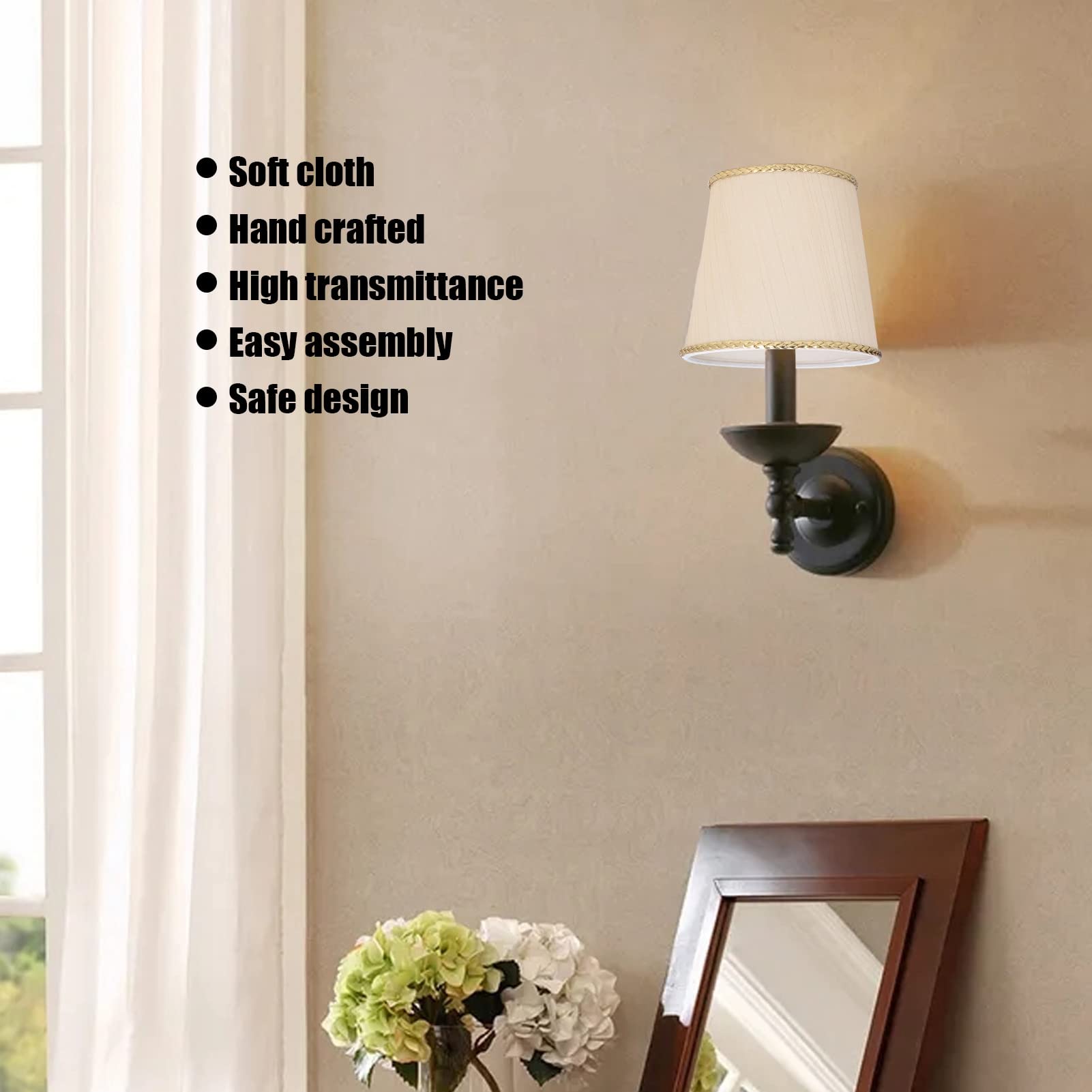 Restokki 3Pcs Small Lamp Shades - Handcrafted Soft Fabric Dustproof Barrel Chandelier Covers for Desk, Nightstand, Bedroom, Living Room & Office - Perfect for Cozy Reading Nooks and Ambient Lighting