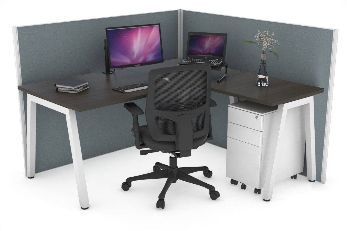 Horizon Quadro A Legs L-Shaped Corner Office Desk - 1600L x 1550W with Cable Management | Modern Home Office & Gaming Desk for Workspace & Study Room