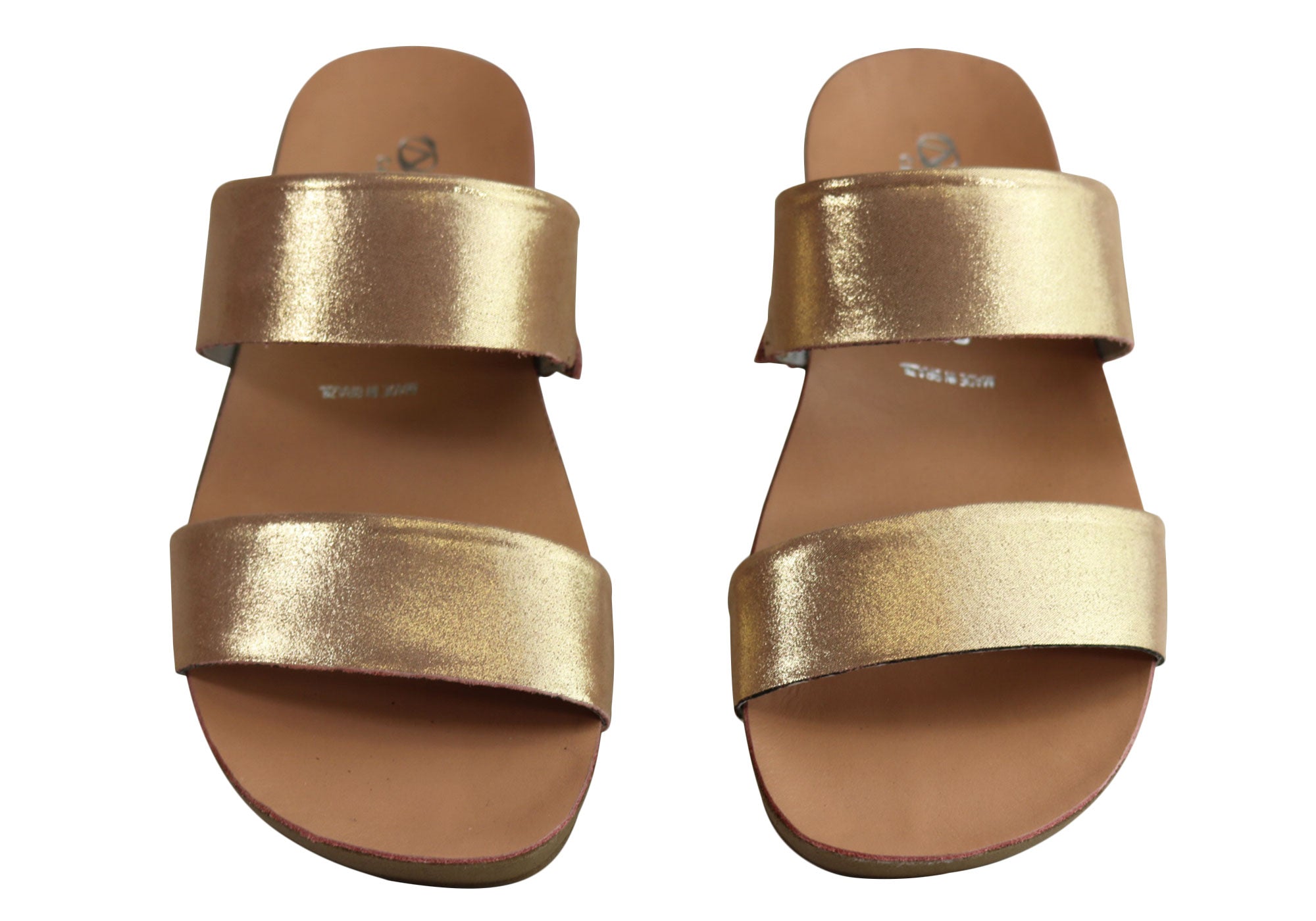 Andacco Mirage Women's Comfortable Leather Flat Sandals Slides - Handmade in Brazil - Perfect for Beach, Vacation & Summer Casual Wear