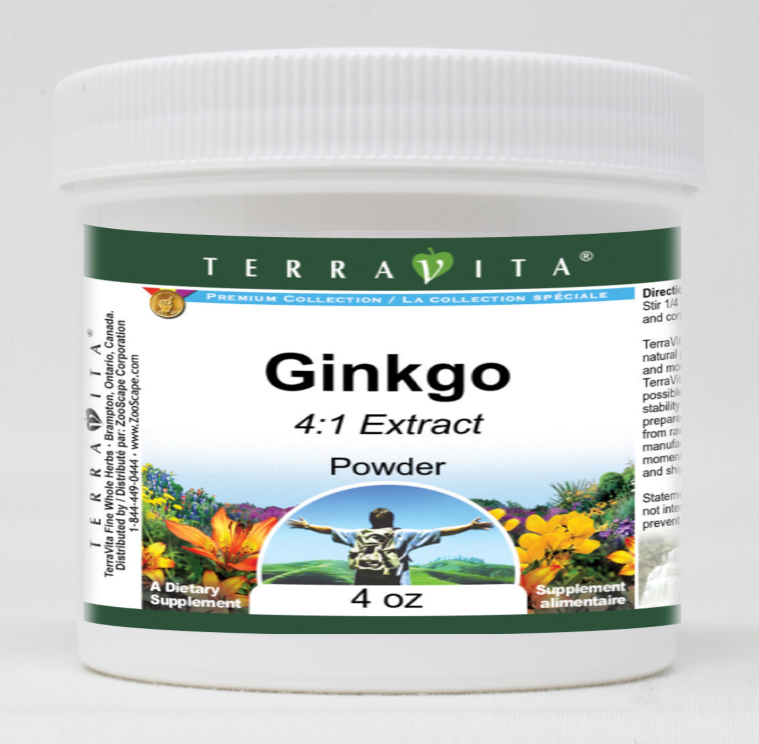 Premium Ginkgo Biloba 4:1 Extract Powder (4 oz) - 100% Pure, Natural Memory & Focus Supplement for Brain Health - Ideal for Tea, Smoothies & Daily Wellness Routine