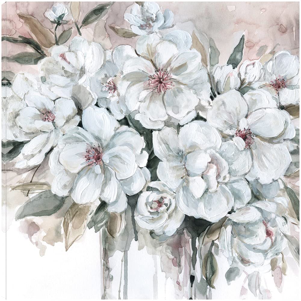 Blushing Bouquet Fine Art Canvas Wall Decor by Carol Robinson - 32x32 Inches - Ready to Hang - Perfect for Living Room, Bedroom, Office & More - Elegant Floral Painting for Home & Commercial Spaces