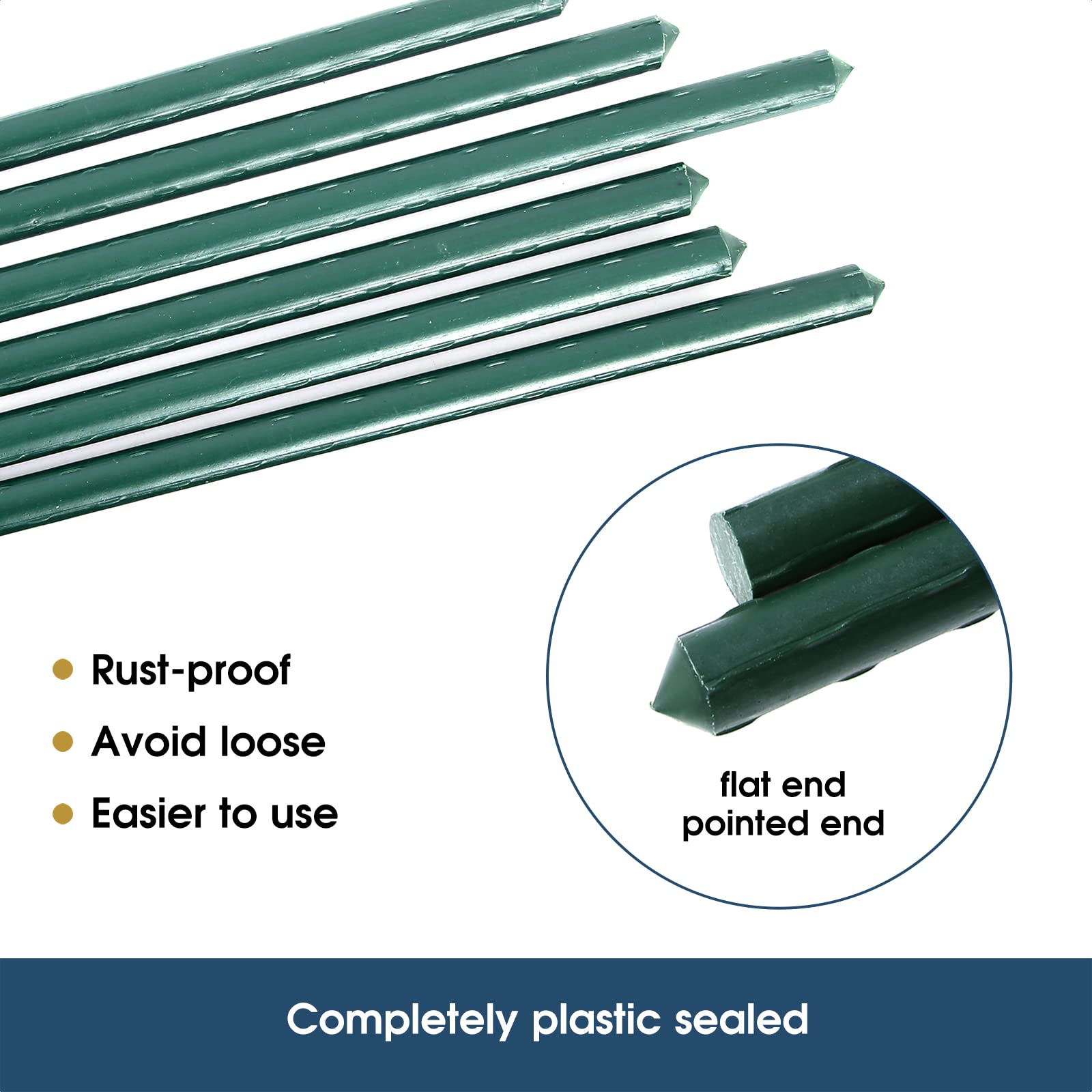 8 FT Metal Garden Stakes for Outdoor Plants - 0.78 Inch Diameter Plant Support Stakes (10 Pack) | Heavy Duty Pole Beans, Cucumber & Climbing Plants Support | Perfect for Vegetable Gardens, Vineyards & Backyard Gardening