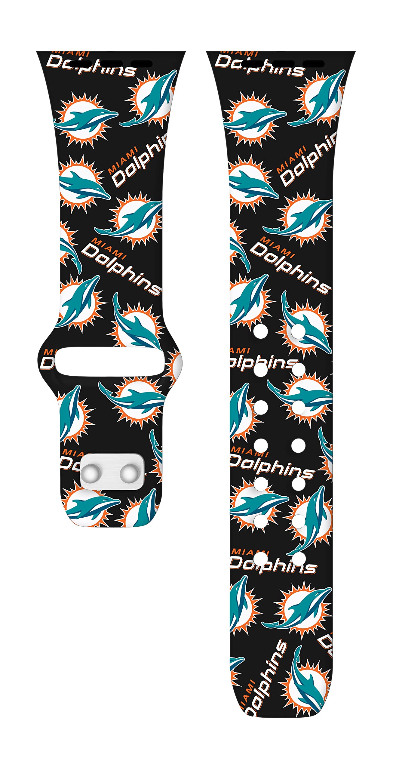 Miami Dolphins Apple Watch Band - Premium HD Silicone Strap Compatible with Apple Watch Series 9/8/7/6/SE/5/4/3/2/1 - Perfect for Game Day, Sports Fans & Dolphins Supporters