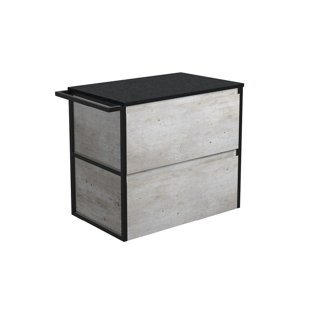 Fienza 75BXFT Amato 750 Wall Mounted Bathroom Cabinet with Towel Rail - Industrial Style Vanity Storage for Small Spaces - Perfect for Modern Bathrooms & Powder Rooms