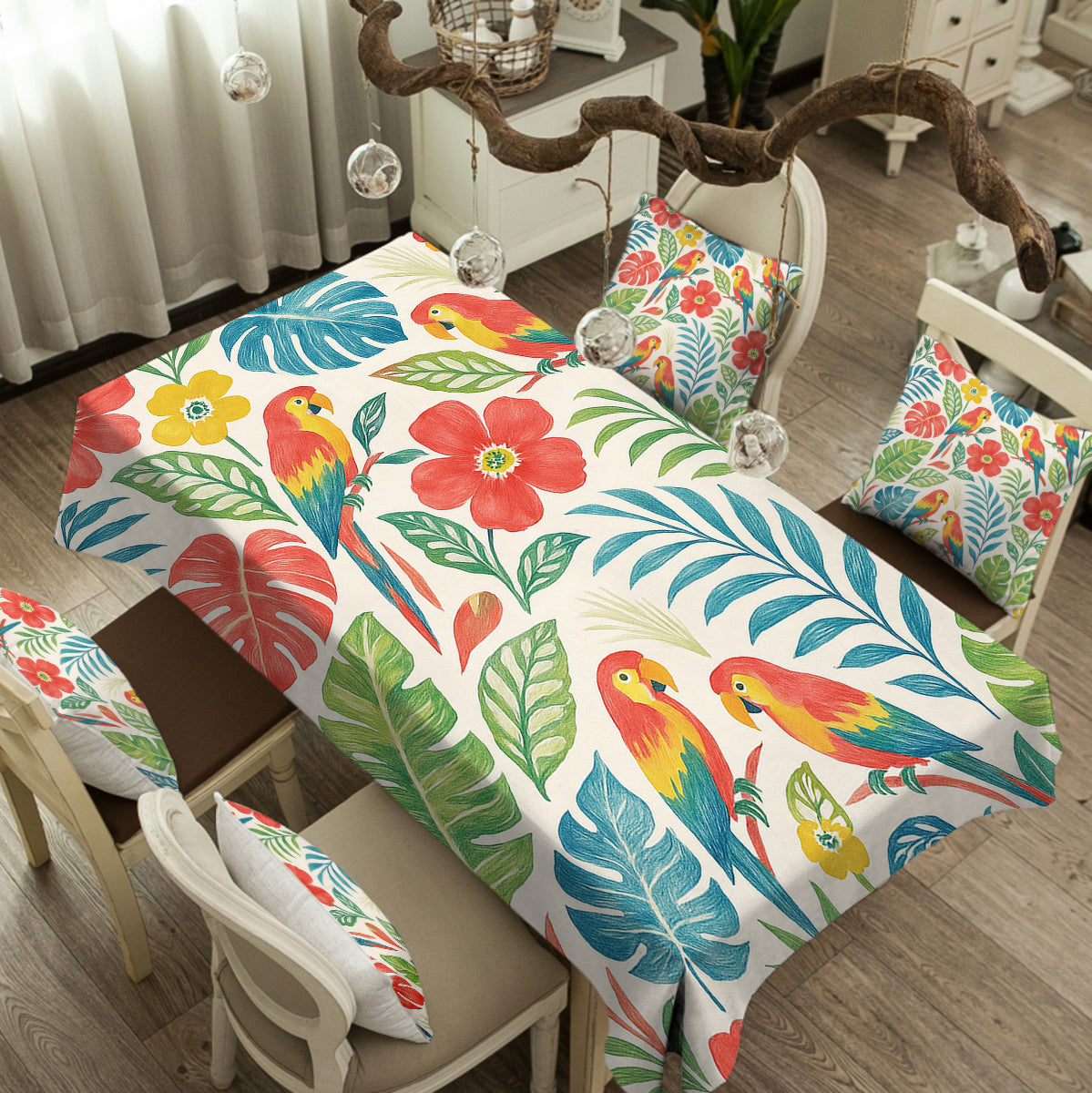 Vibrant Classic Tropical Tablecloth - Waterproof & Wrinkle-Resistant - Perfect for Outdoor Dining, Picnics & Beach Parties