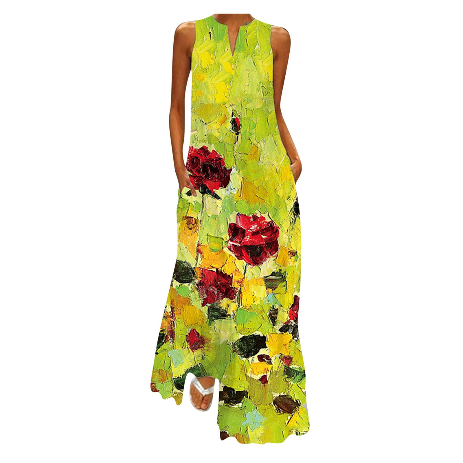 Elegant Floral Boho Maxi Dress for Wedding Guest - Summer Sleeveless Flowy Party Dress - Perfect for Beach Weddings, Garden Parties & Casual Outings
