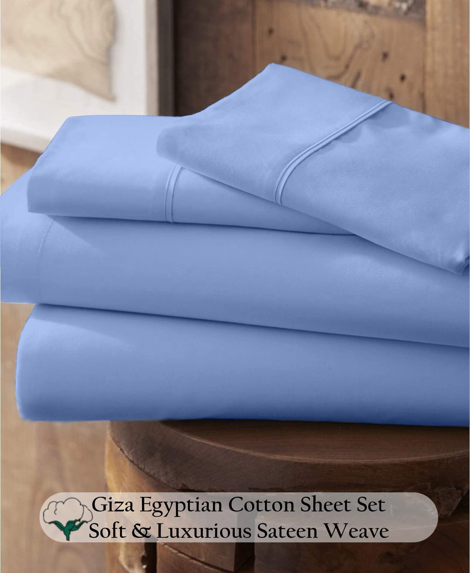 Premium 100% Giza Egyptian Cotton Split King Sheet Set - Ultra Soft & Breathable Luxury Bedding, 16