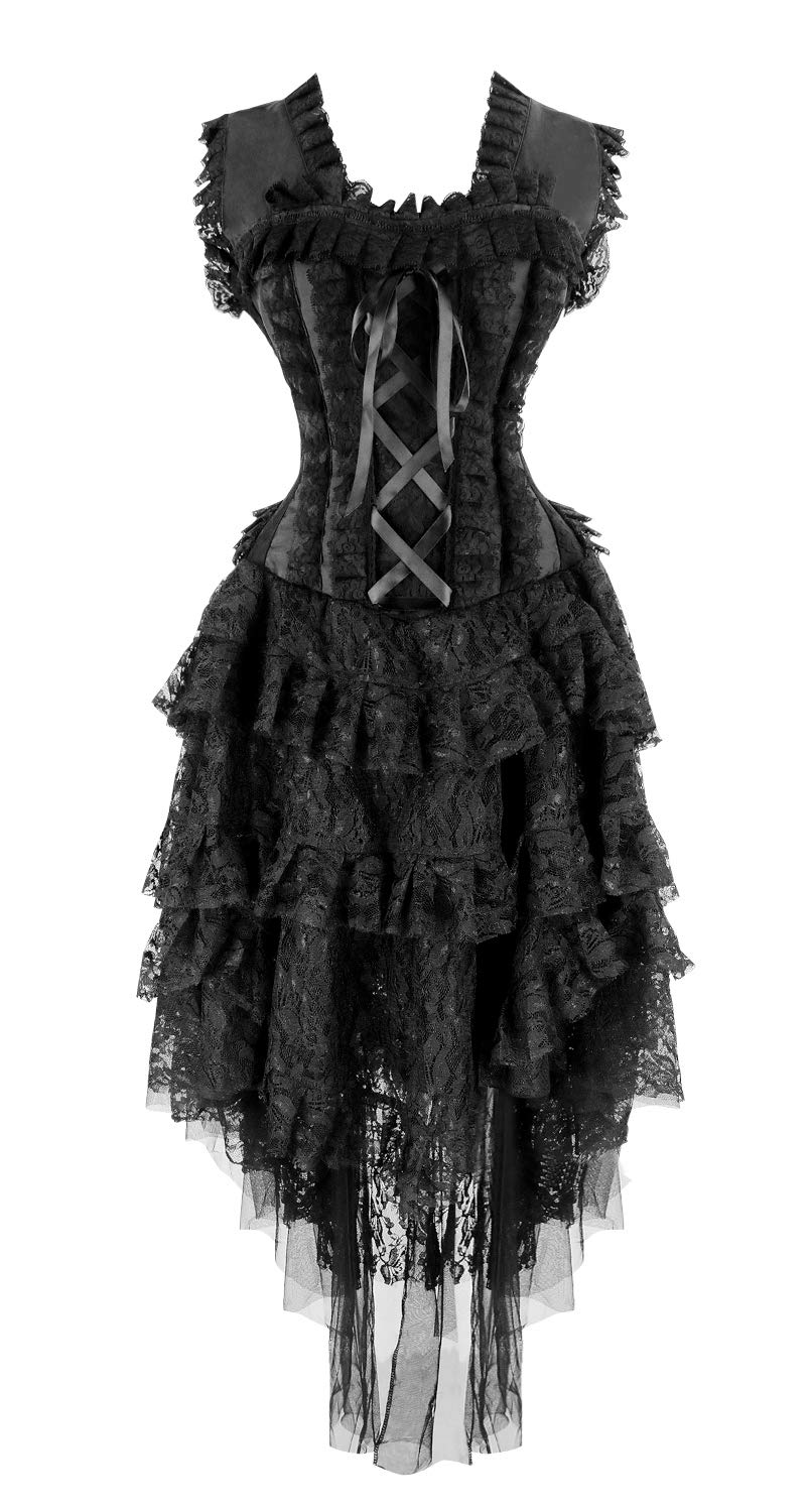 Kimring Women's Vintage Victorian Steampunk Corset Dress - Elegant Showgirl Cancan Costume for Cosplay, Halloween & Burlesque Performances