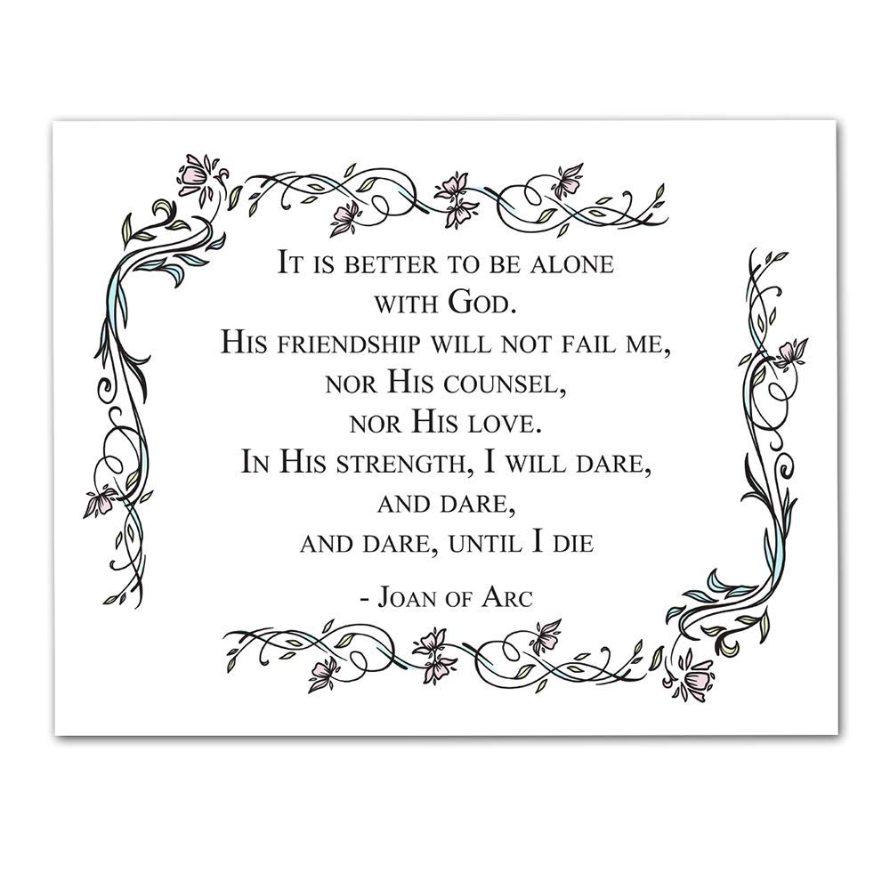 Joan of Arc Quotes Wall Decor - Christian Bible Verse Print 11x14, Vintage Border Inspirational Poster - Perfect Gift for Family, Friends & Women's Birthday - Home, Office, Church Decor