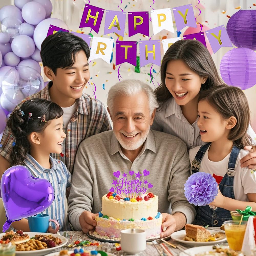 46th Birthday Party Decorations Set - Happy Birthday Banner, Sash, Cake Topper, Confetti & Balloons for 46 Years Old Celebration | Perfect for Milestone Birthday Parties, Adult Celebrations & Anniversary Decor