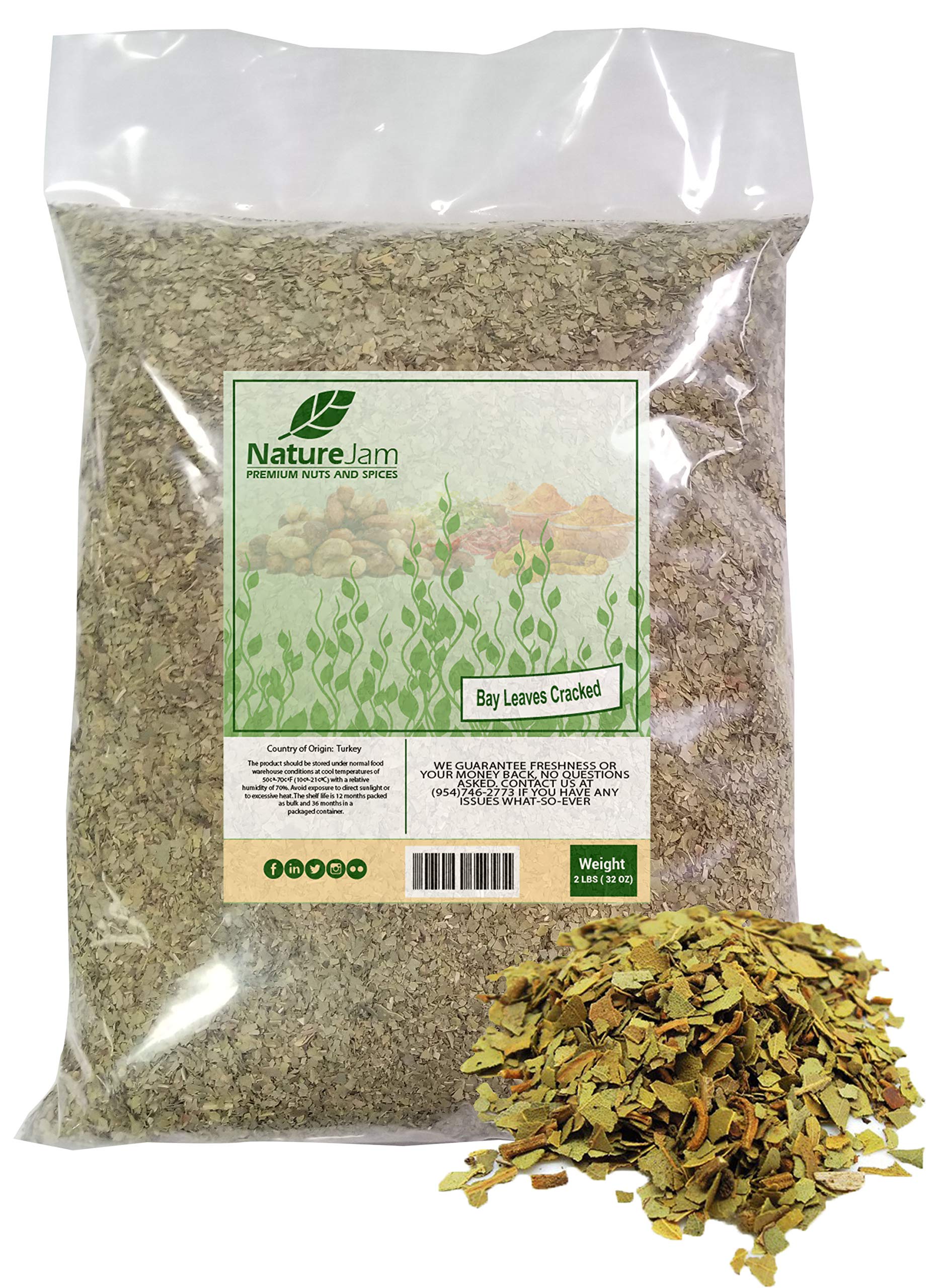 Premium Bay Leaves (Cracked/Pieces) - 2 Pound Bulk Bag for Cooking, Soups, Stews & Seasoning - Dried Laurel Leaves for Culinary Use